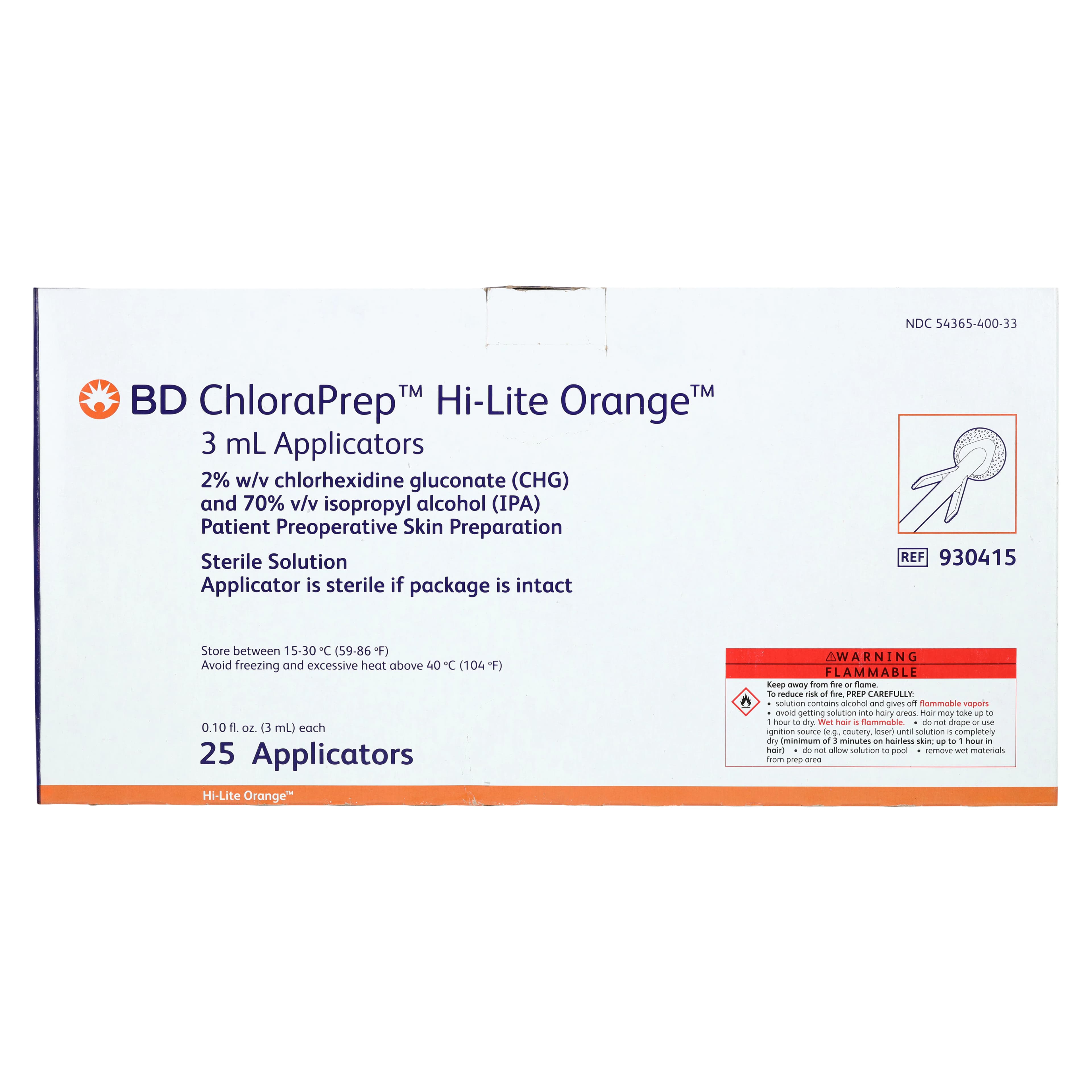 BD ChloraPrep Hi-Lite Applicator Sponge, 3mL, Orange Tint, Sterile thumbnail 5