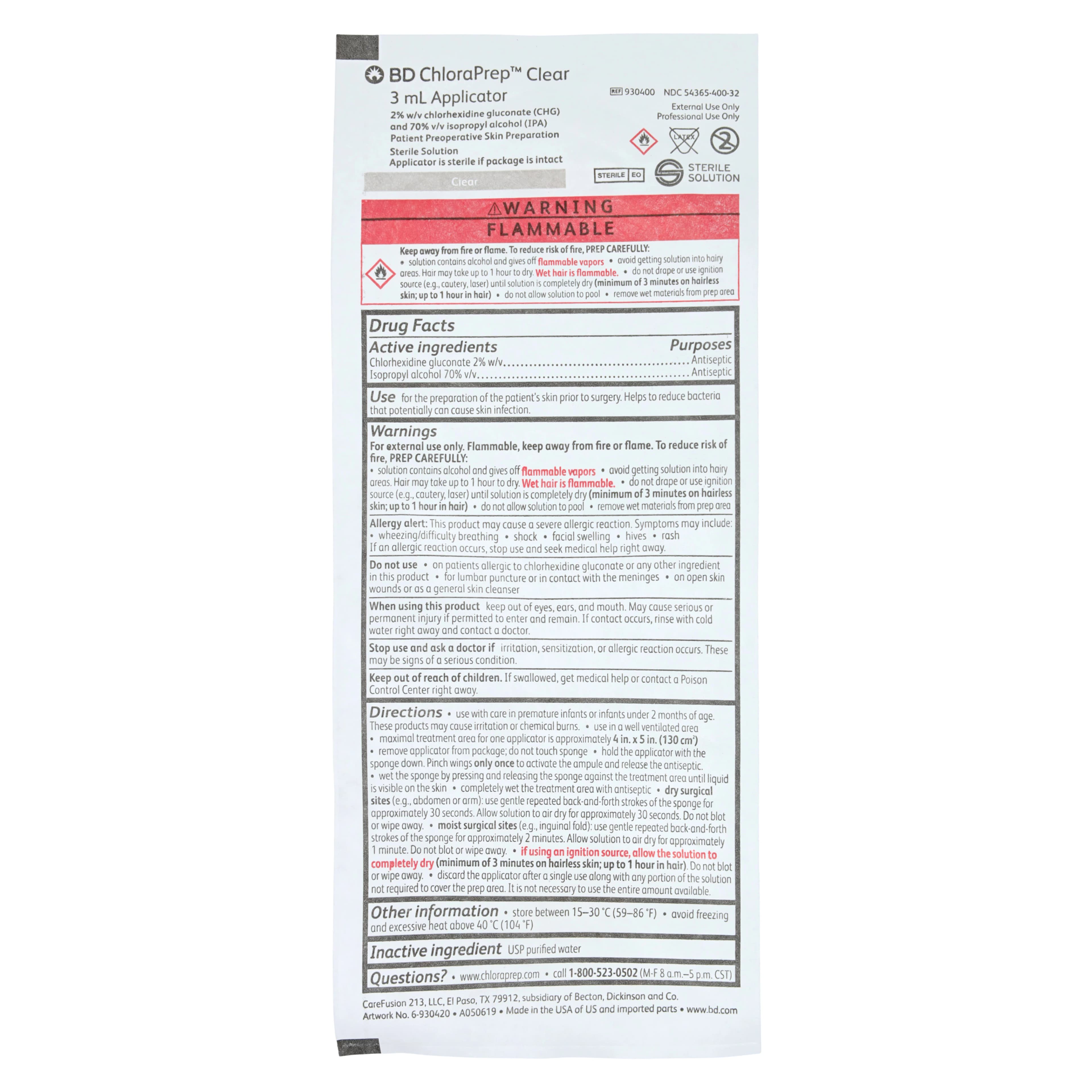 BD ChloraPrep Scrub Prep Applicator Sponge, 3mL, Clear, Sterile thumbnail 2