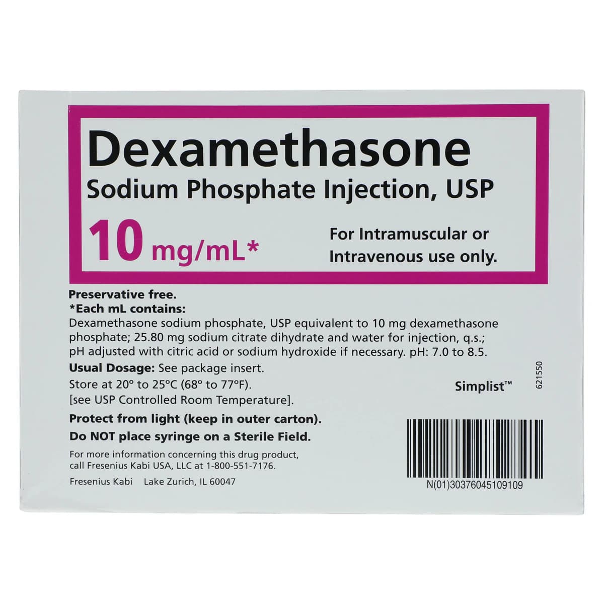 Dexamethasone Sodium Phosphate Injection, 10 mg/mL, 1 mL Prefilled Syringe, 24/Package thumbnail 2