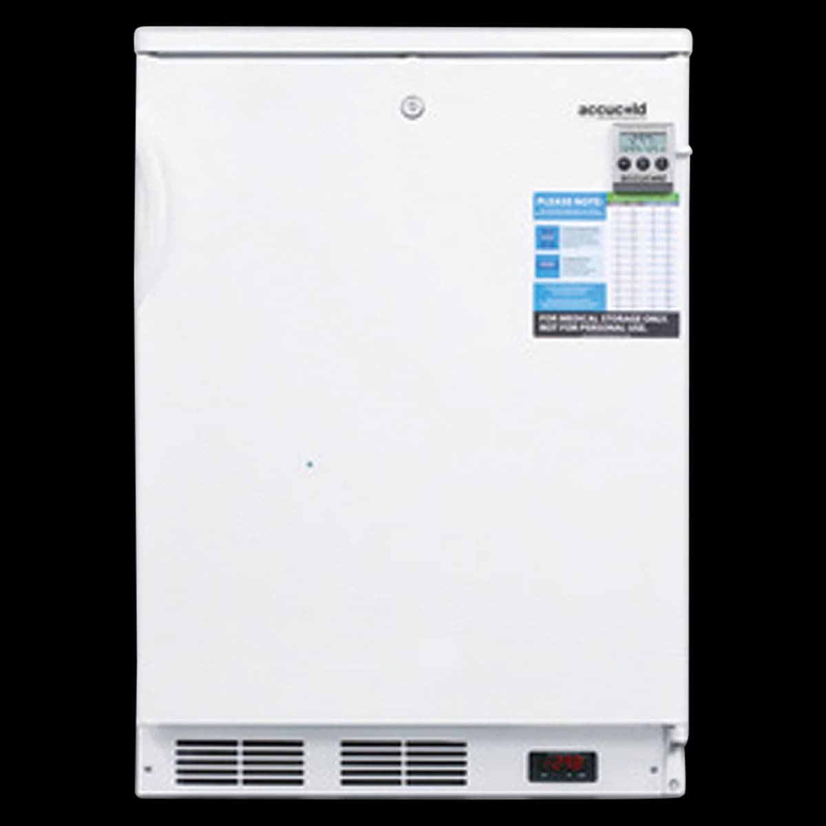 Accucold Laboratory Freezer, 3.5 Cu Ft, Solid Door, Right Hinge/Factory Reversible, 3 Drawers, -20 to -30C, Manual Defrost - Freezer Lab Built-In Solid - Image 1