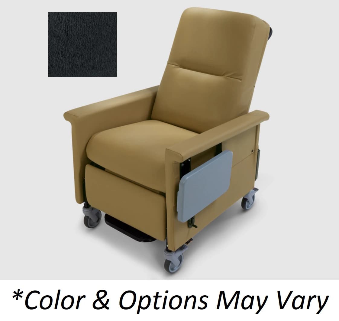 Champion 86 Series Transporter Recliner with Side Table, 500 lb Capacity, Manual, Black - Recliner Transport w/Side Tbl - Image 1
