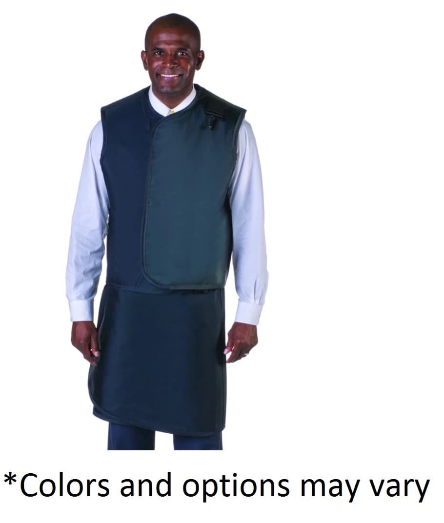 Wolf X-Ray Lead-Free Wrap-Around X-Ray Apron/Vest, Male, Red, 0.5mm Front Protection, Vest 25x23" / Apron 21x41-46" - Apron/Vest Ld Free Male Red - Image 1