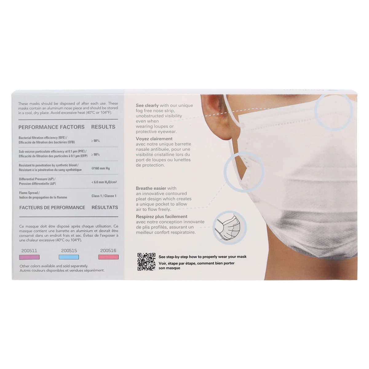 Medicom SafeMask FreeFlow Procedure Face Mask, ASTM Level 3, White, Ear Loop, 50/Box, 200514 thumbnail 6