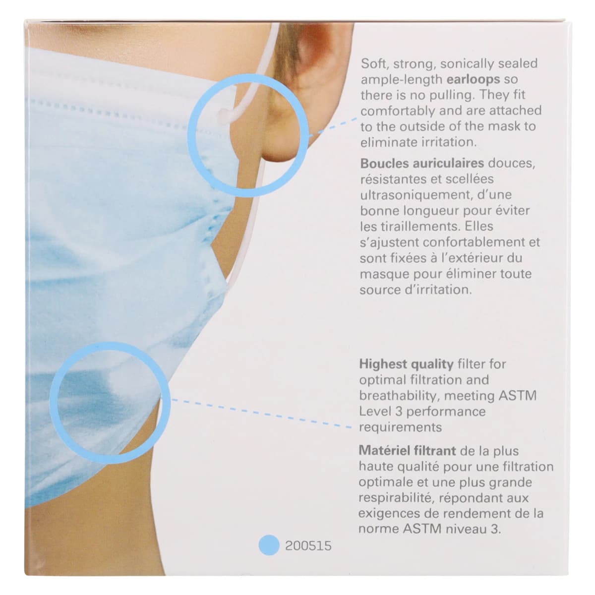 Medicom SafeMask FreeFlow Procedure Face Mask, ASTM Level 3, Blue, 50/Box, 200515 thumbnail 6