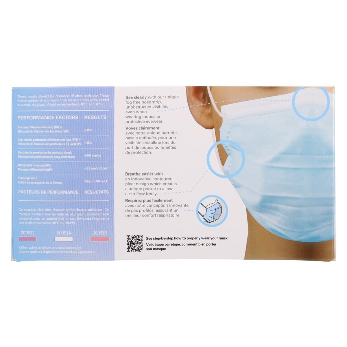 Medicom SafeMask FreeFlow Procedure Face Mask, ASTM Level 3, Blue, 50/Box, 200515 thumbnail 8