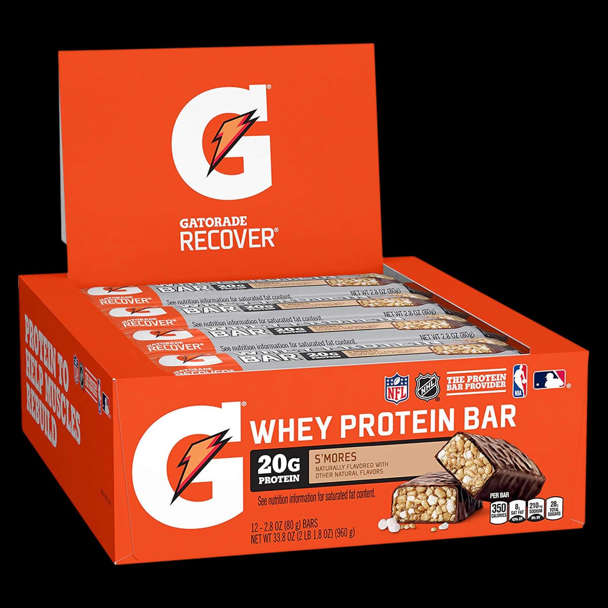Gatorade Recover Whey Protein Bar, S'Mores, 2.8 oz, 12/Case - Gatorade Whey Protein Bar - Image 1