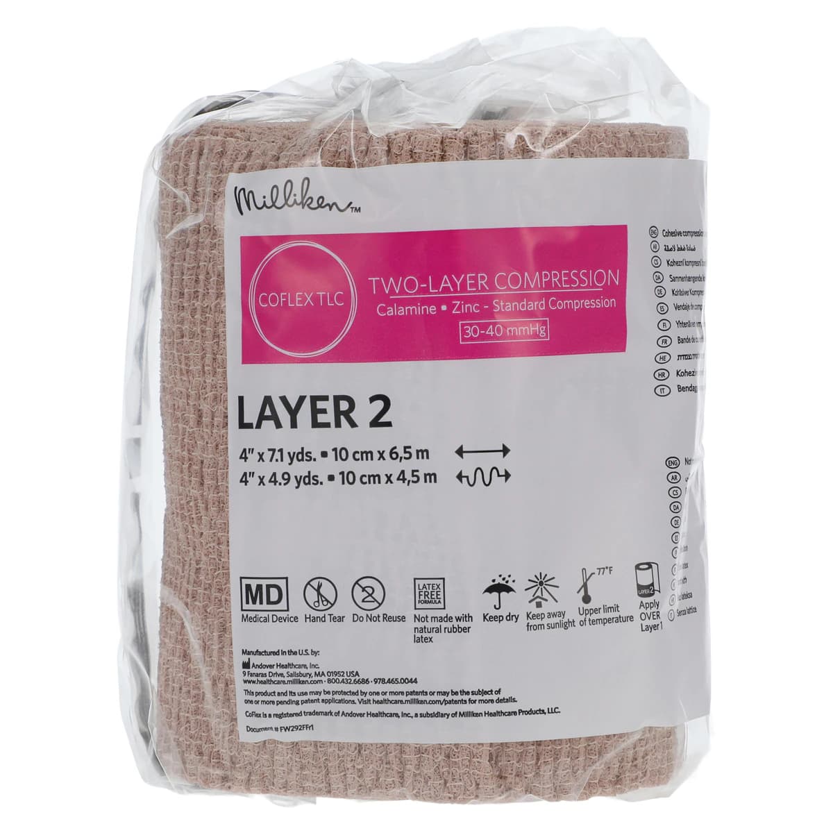 CoFlex TLC Compression Bandage Kit, Foam/Elastic, 4" x 7 yds, Tan/White, 8/Case thumbnail 3