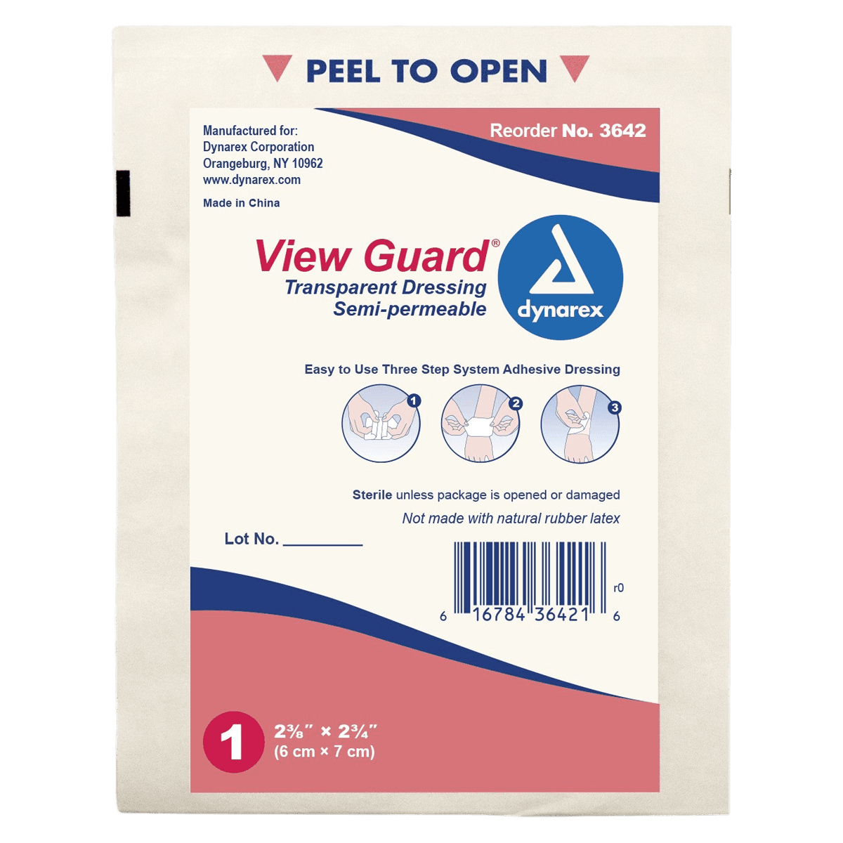 Dynarex ViewGuard Transparent Film Dressing, 2-3/8" x 2-3/4", Sterile, Rectangle, Clear - ViewGuard Transparent Dressing - Image 1