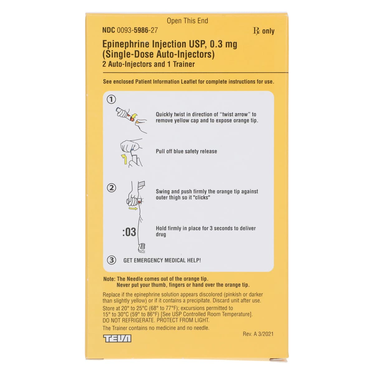 Epinephrine Injection 0.30 mg Auto-Injector, 2/Pack, Teva Pharmaceuticals thumbnail 10