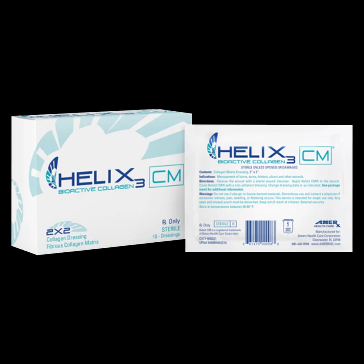 Helix3 100% Bovine Collagen Wound Dressing, 2x2" Sterile Square, Non-Adherent, Highly Absorbent - Dressing Collagen Matrix Helix - Image 1
