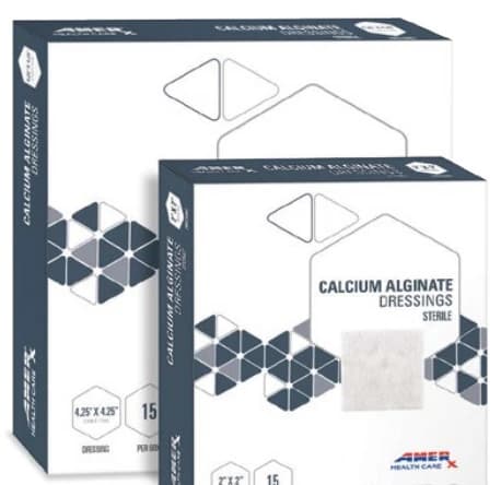 Amerx Health Care Corp Calcium Alginate Wound Dressing, 100% Alginate, Sterile, 4.25" x 4.25", White, Highly Absorbent, Latex-Free - Dressing Calcium Alginate - Image 1