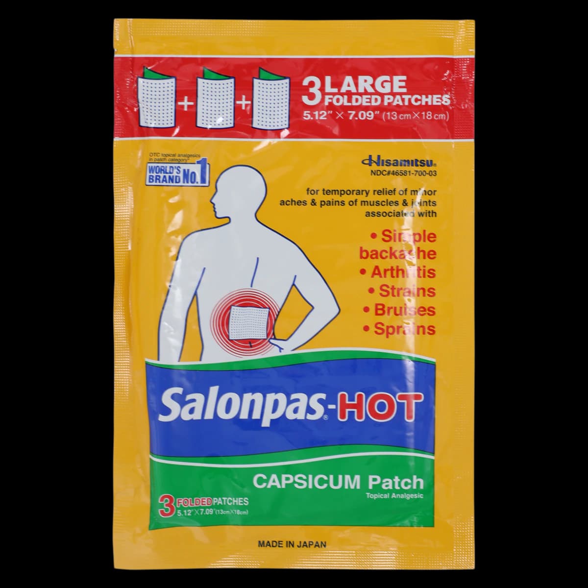 Salonpas Pain Relief Hot Patch, 3 Patches per Package - Salonpas Pain Relief Hot Patch - Image 1