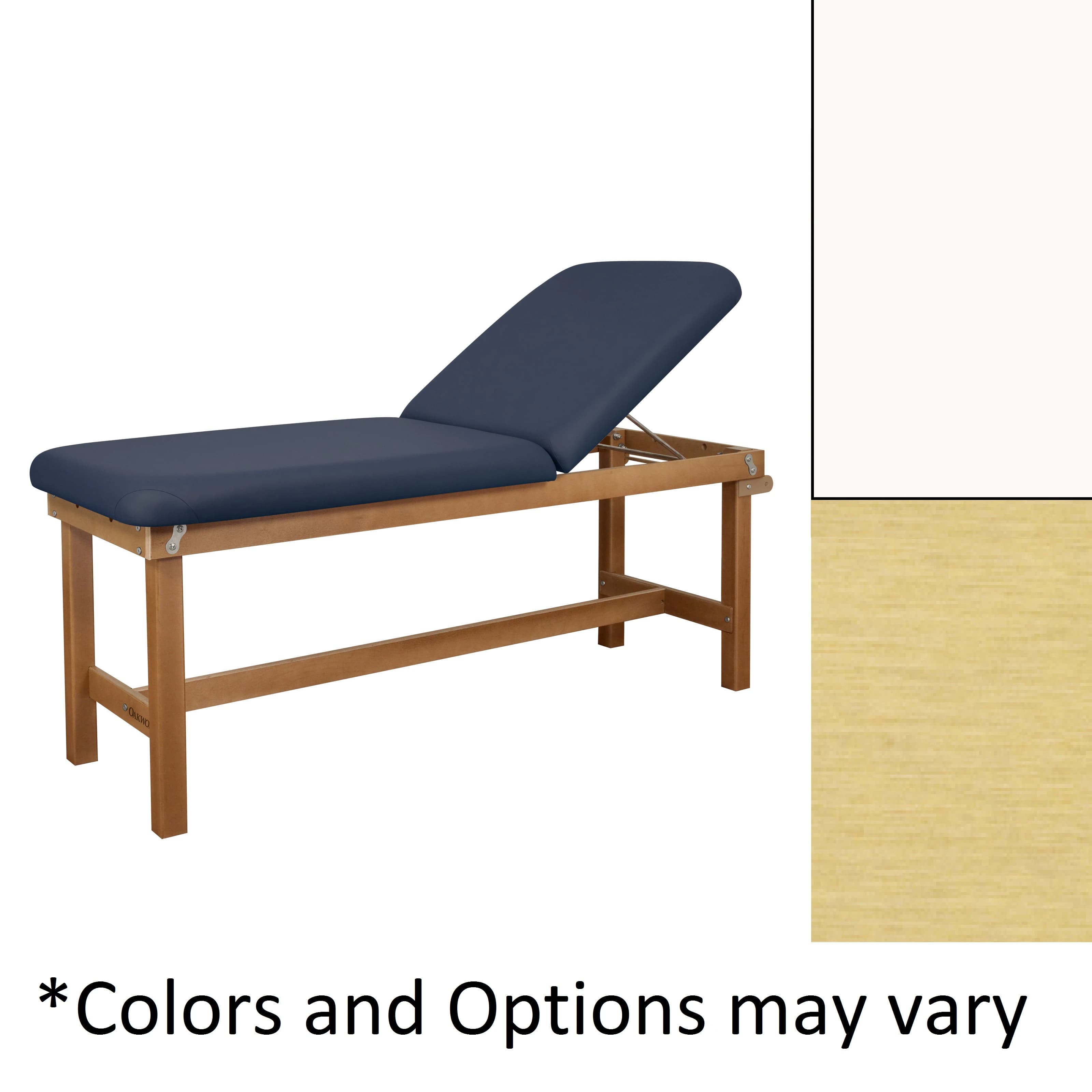 Oakworks Powerline Treatment Table, White, Backrest with Shelf, 500 lb Capacity - Table Tx Nat White Bkrst Shlf - Image 1