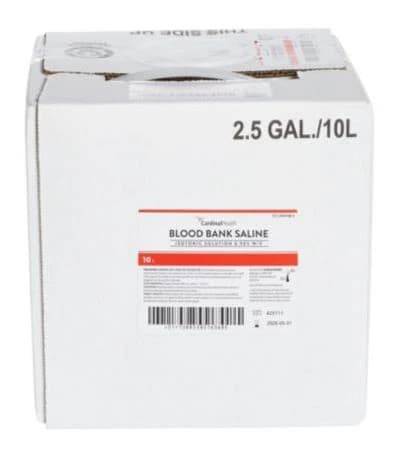 Cardinal Health Blood Bank Saline Diluent, Unbuffered, 4 x 4L Cubitainer, Case of 4 - Saline Blood Bank Unbuffered - Image 1