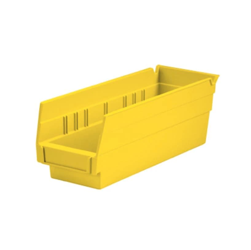 Health Care Logistics Shelf Bin, Yellow Polymer with Label Holder, 12x4x4" - Bin Shelf Plastic Yellow - Image 1