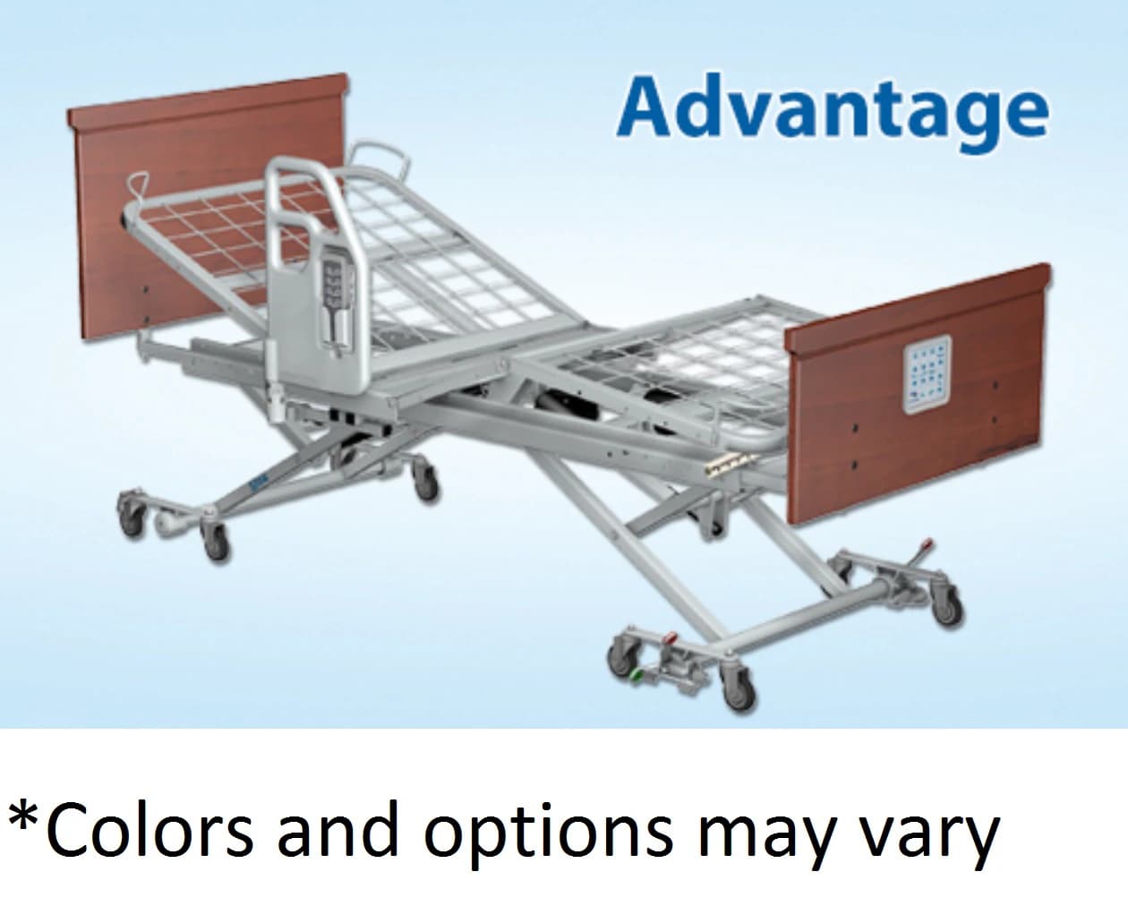 Span America Q-Series Advantage Hospital Bed, Electric, Grid Deck, Hi/Low Mobility, FEC, Floor Lock - Bed Adv GridDeck Hi/Low/Mob/FL - Image 1