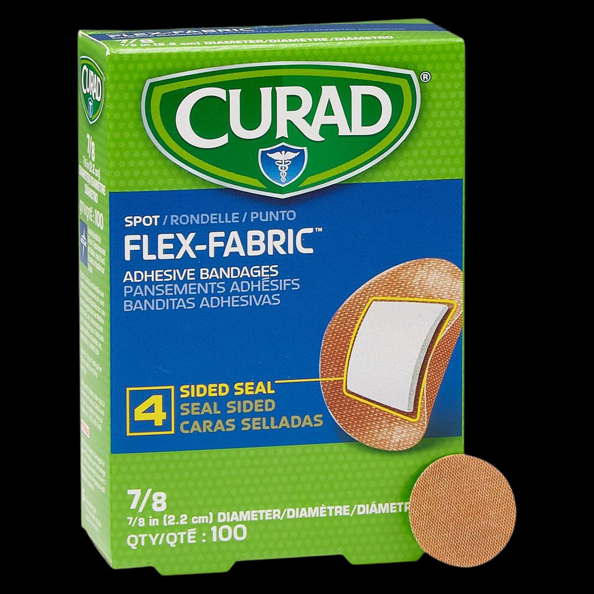 Curad Fabric Adhesive Bandage, Spot, 7/8" Diameter, Sterile, Natural, 1200/Case - Bandage Curad Fabric Spot - Image 1