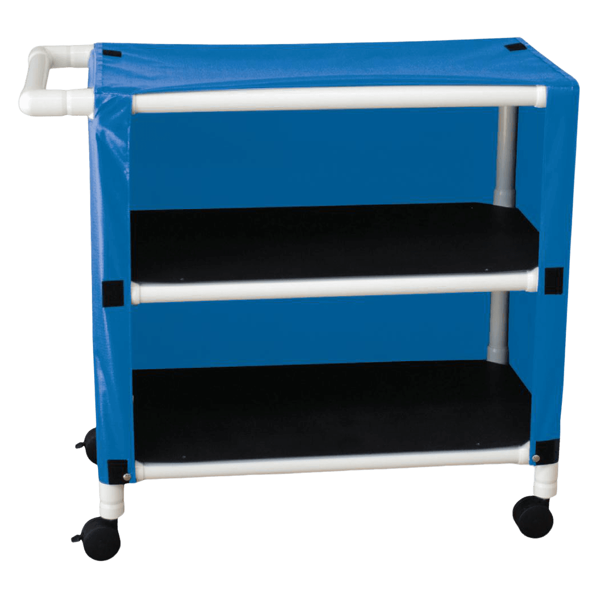 MJM International Linen Cart, 2-Shelf Vinyl, Tan, 40.5x20x37" with (4) 3" Casters - Cart Linen 2 Shelf Vinyl Tan - Image 1