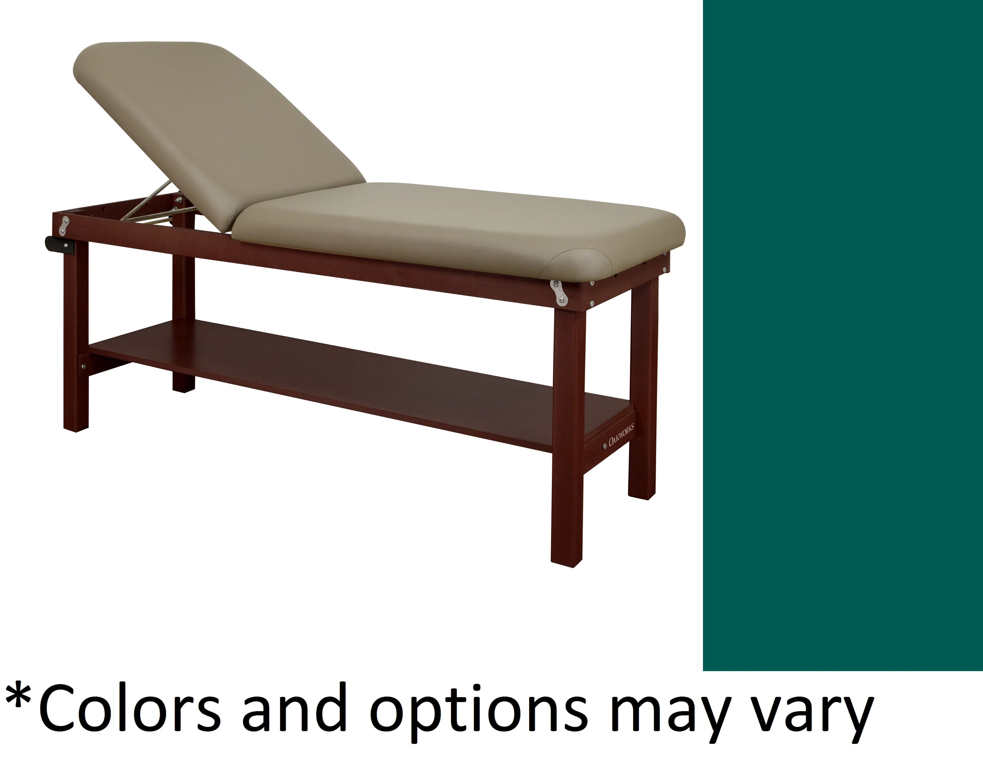 Oakworks Powerline Treatment Table with Shelf and Backrest, Bluegrass, 500 lb Capacity - Table Tx Shlf Bkrst Bluegrass - Image 1