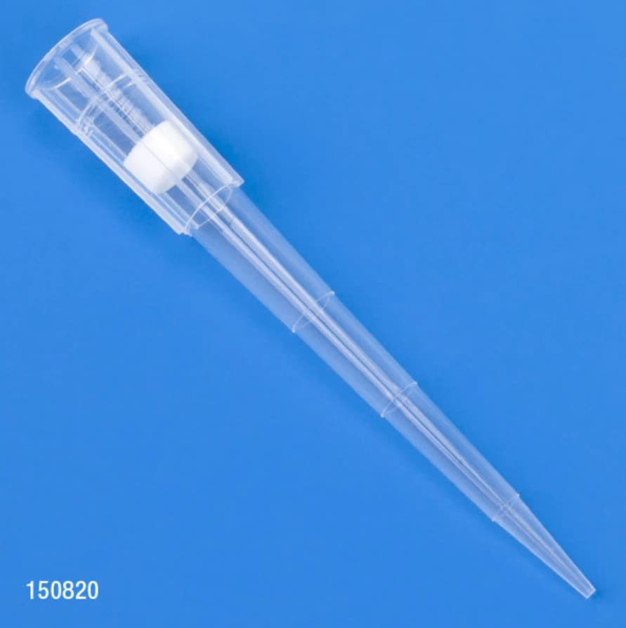 Globe Scientific Filter Pipette Tips, 1-300 µL, Graduated, 59 mm, Sterile, Low Retention, Natural, 960/Box (10 Racks of 96) - Tip Filter Pipette Steri Univ - Image 1