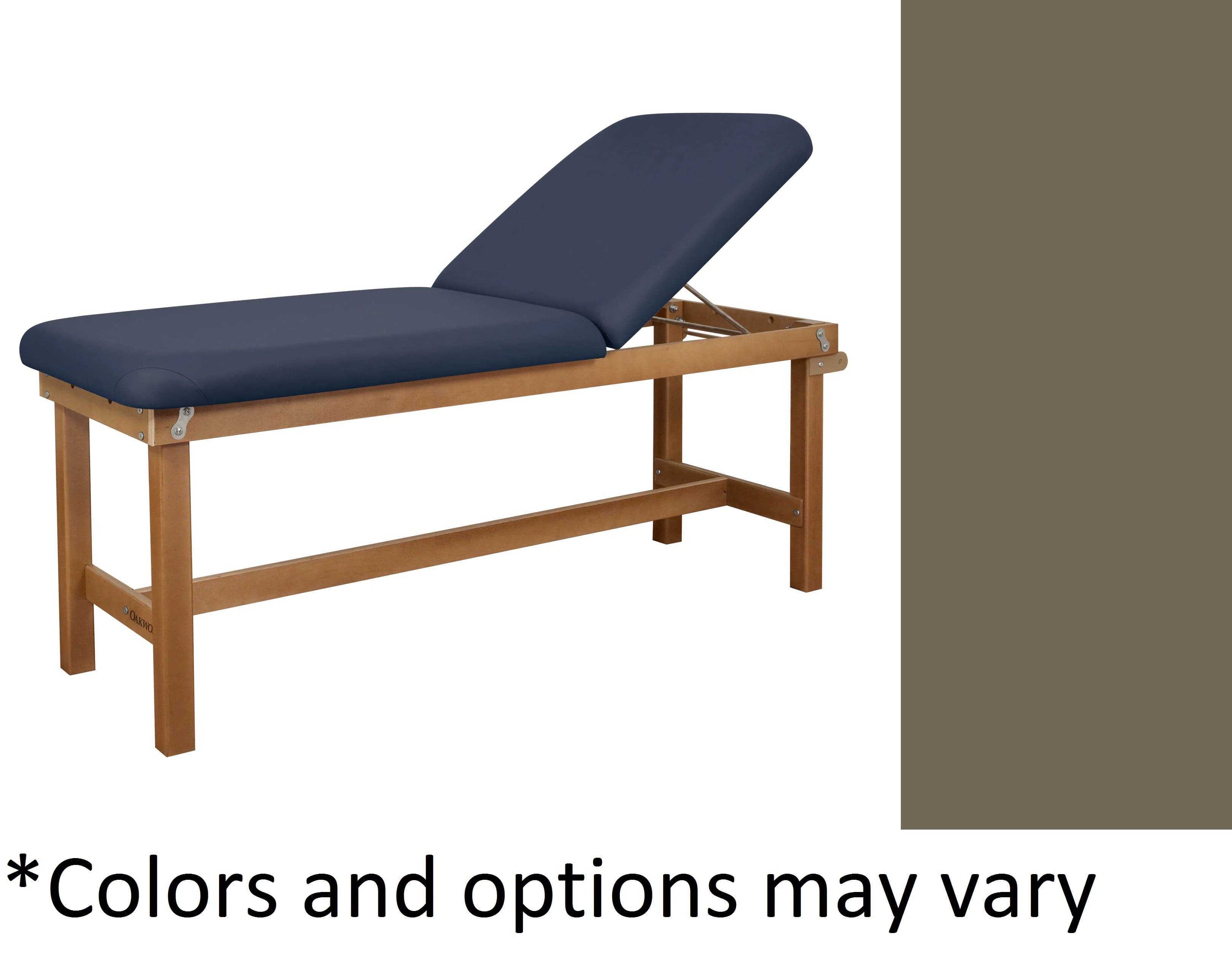 Oakworks Powerline Treatment Table, Natural Finish, Black Backrest, Earth Upholstery, 500 lb Capacity - Table Tx Natural Bkrest Earth - Image 1