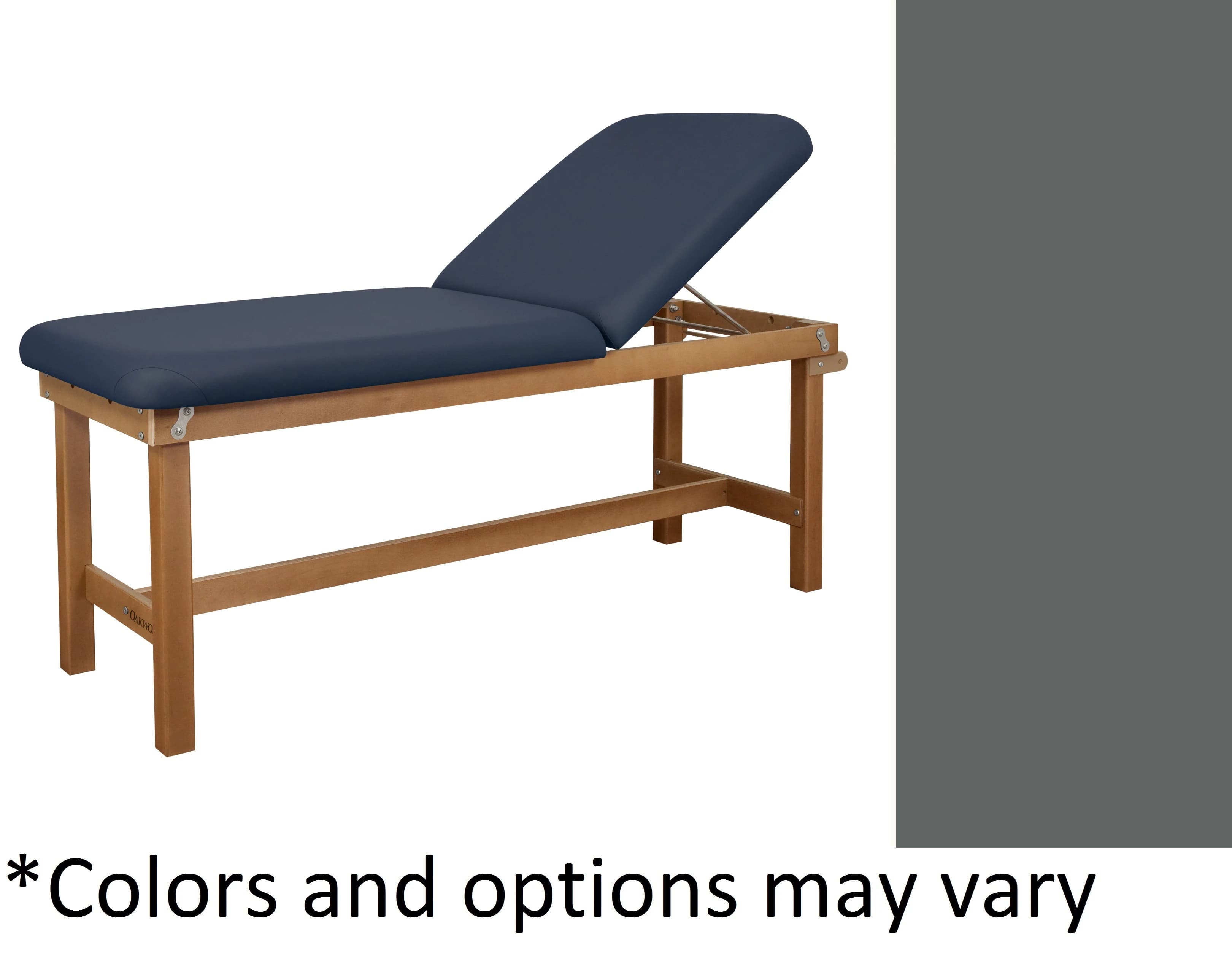 Oakworks Powerline Treatment Table with Backrest, 30" Width, Pewter Upholstery, 500 lb Capacity - Table Tx Bkrst 30" Pewter - Image 1
