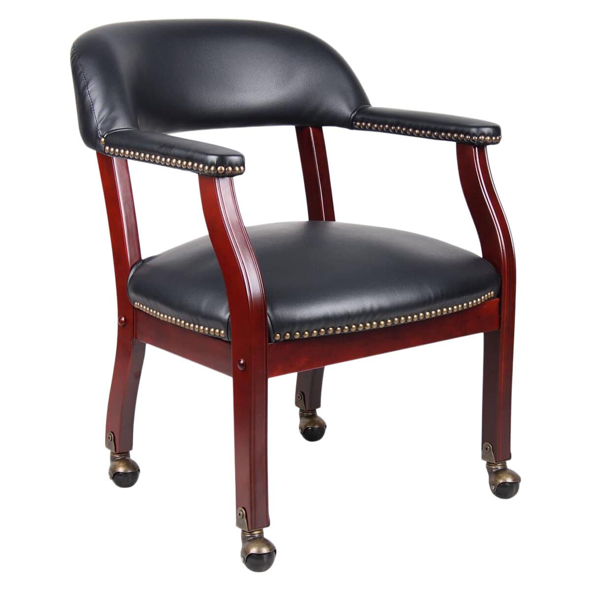 Boss Office Products Captain's Chair in Black Vinyl, 01KEZKNNS9TV3TK95B0EKVZF0T - Captain's Chair In Black Vinyl - Image 1