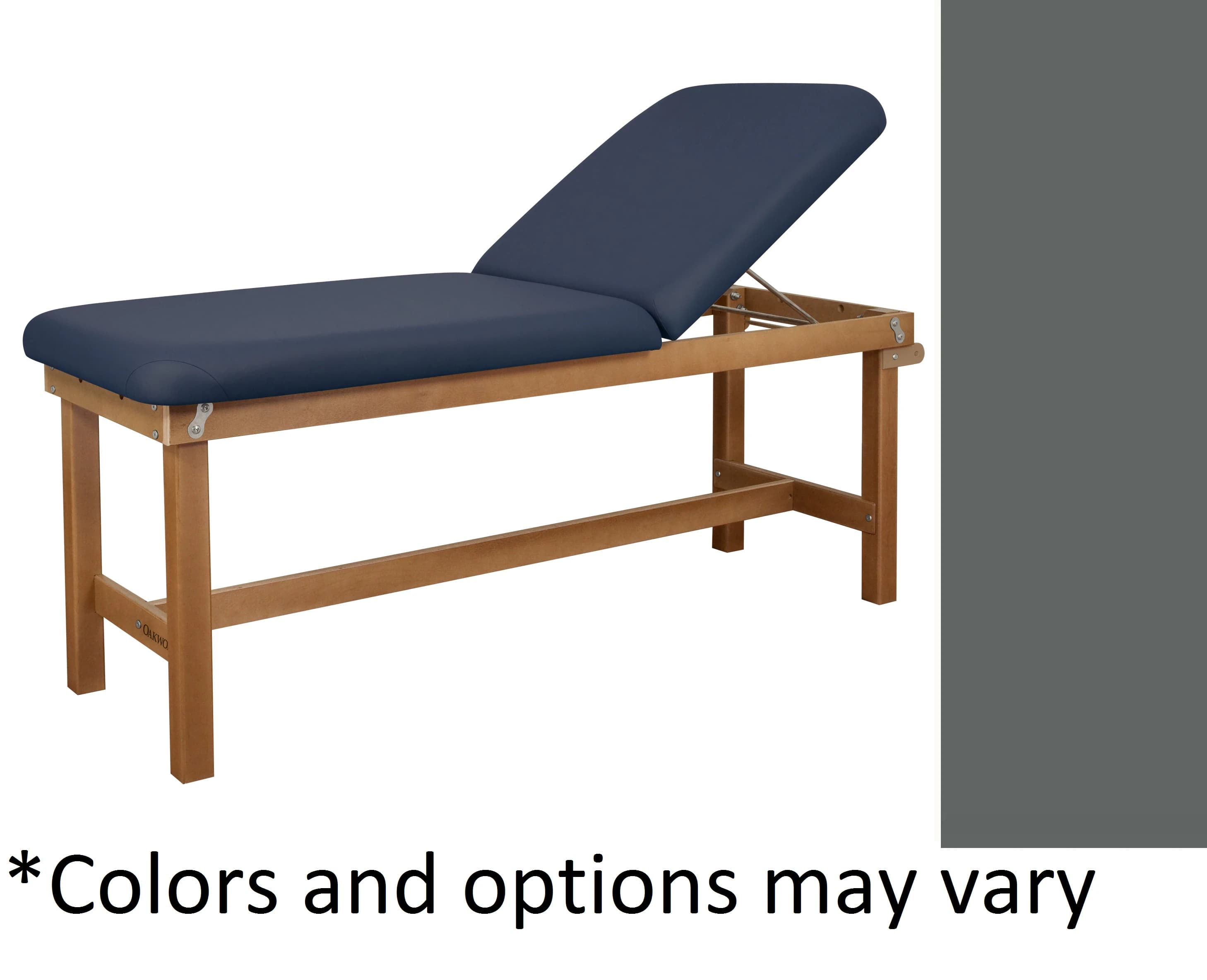 Oakworks Powerline Treatment Table, Backrest, without Shelf, Pewter, 500 lb Capacity - Table Tx Bkrst w/o Shelf - Image 1