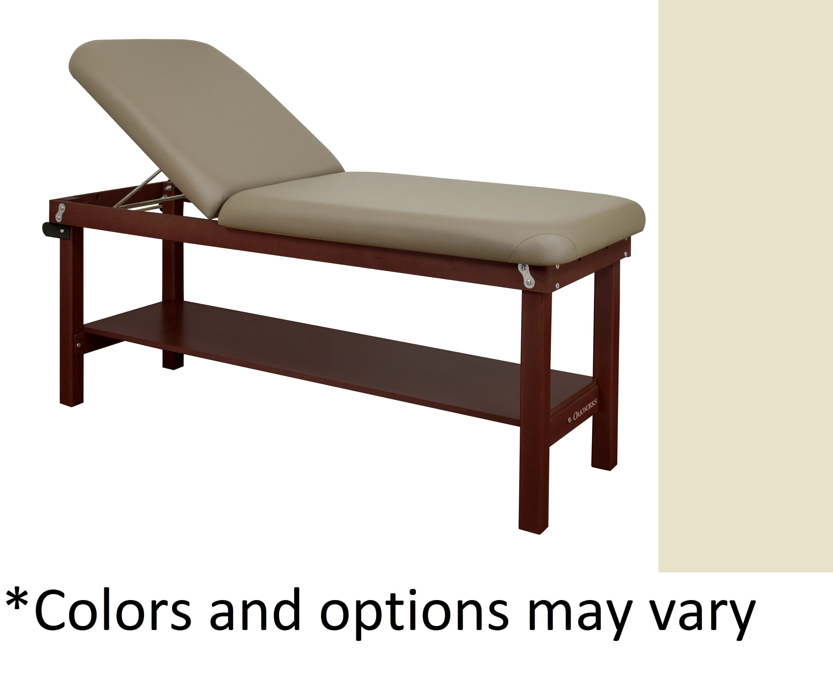 Oakworks Powerline Treatment Table with Shelf Backrest, 30" Opal, 500 lb Capacity - Table Tx Shelf Bkrst 30" Opal - Image 1