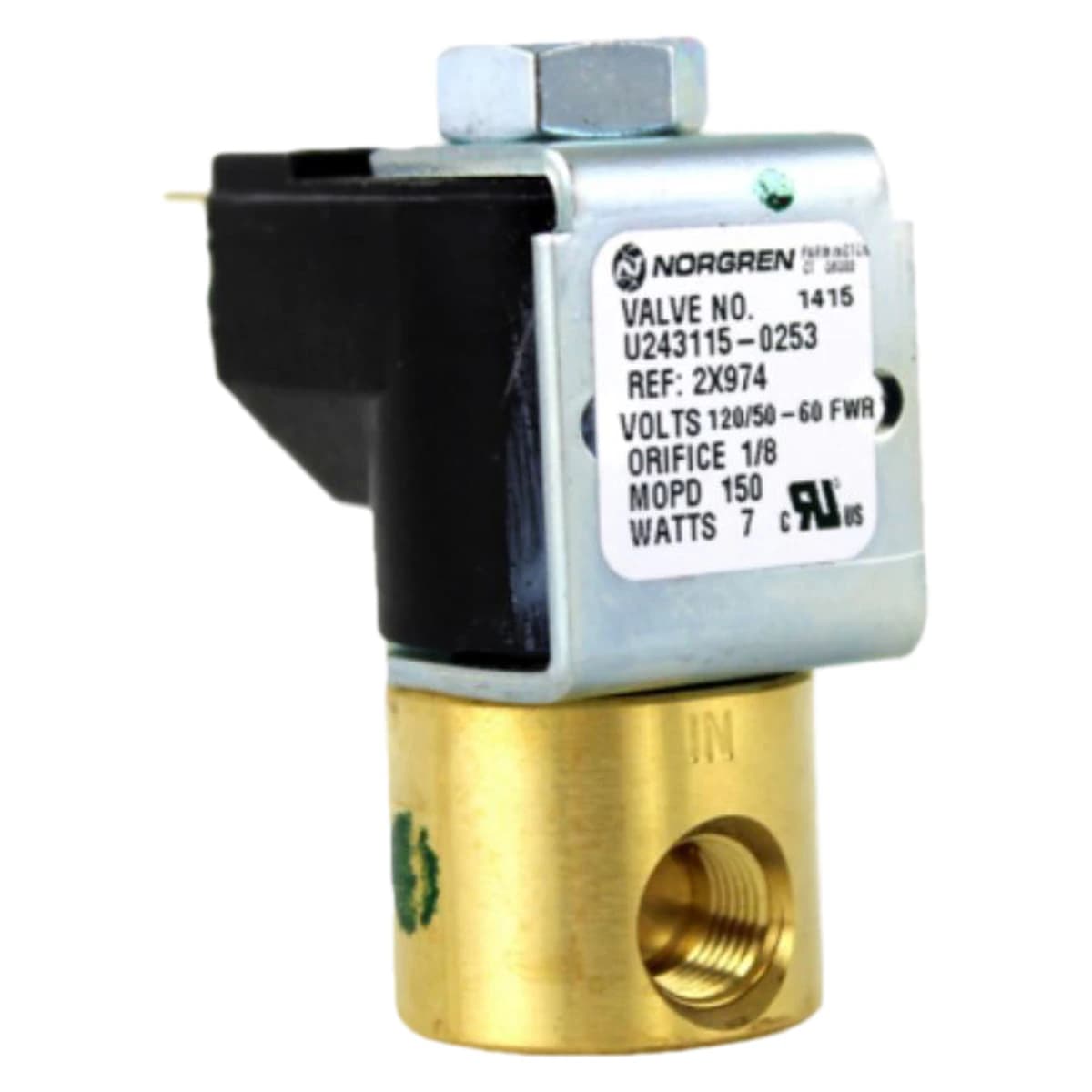 Midmark Air Valve Solenoid, 120VAC/60Hz, 1/8" Orifice, High Temperature Coil 180°C, Brass Body with Viton Seats - Air Valve Solenoid - Image 1