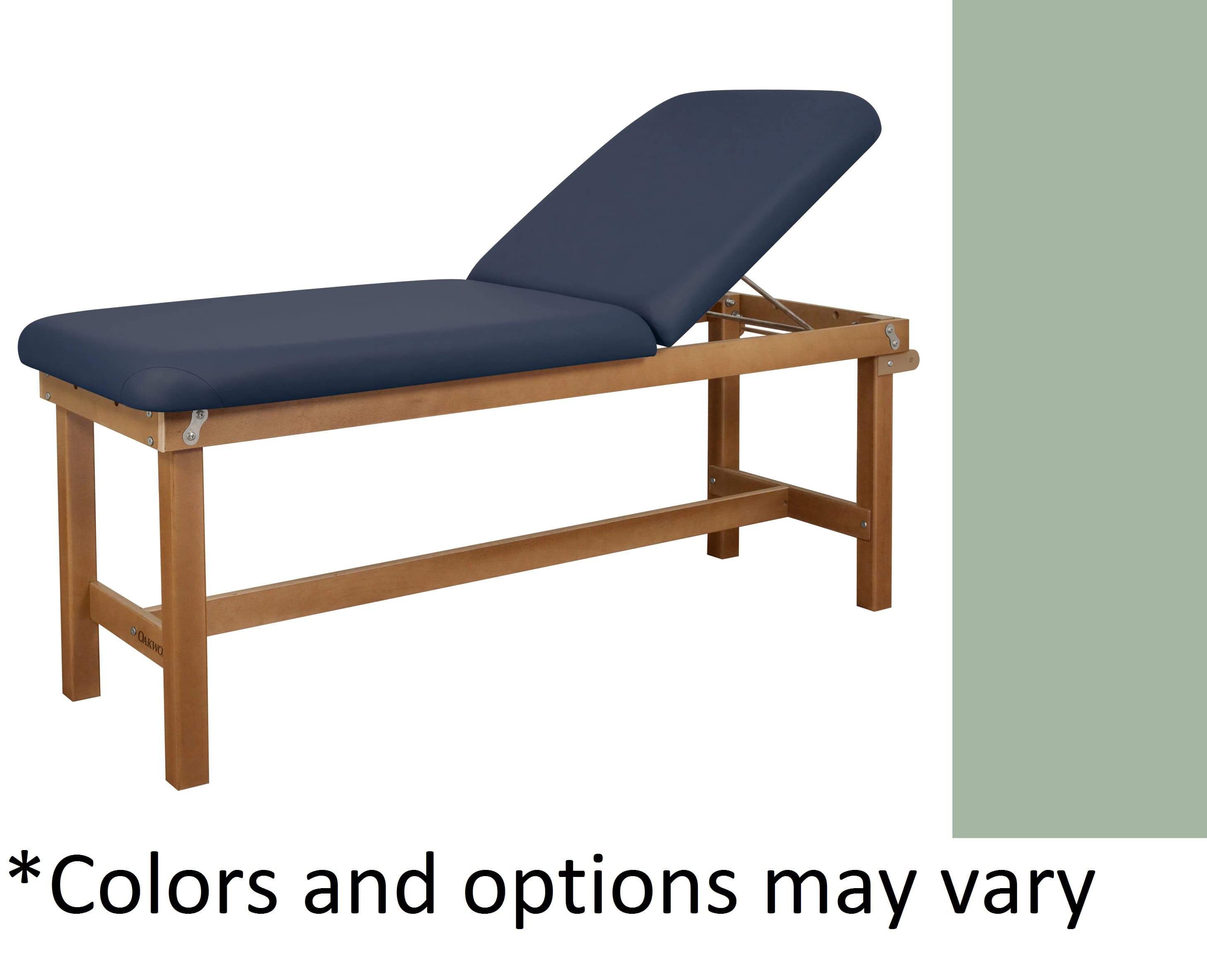 Oakworks Powerline Treatment Table, Backrest, Sage, 500 lb Capacity, without Shelf - Table Tx Bkrst w/o Shlf Sage - Image 1