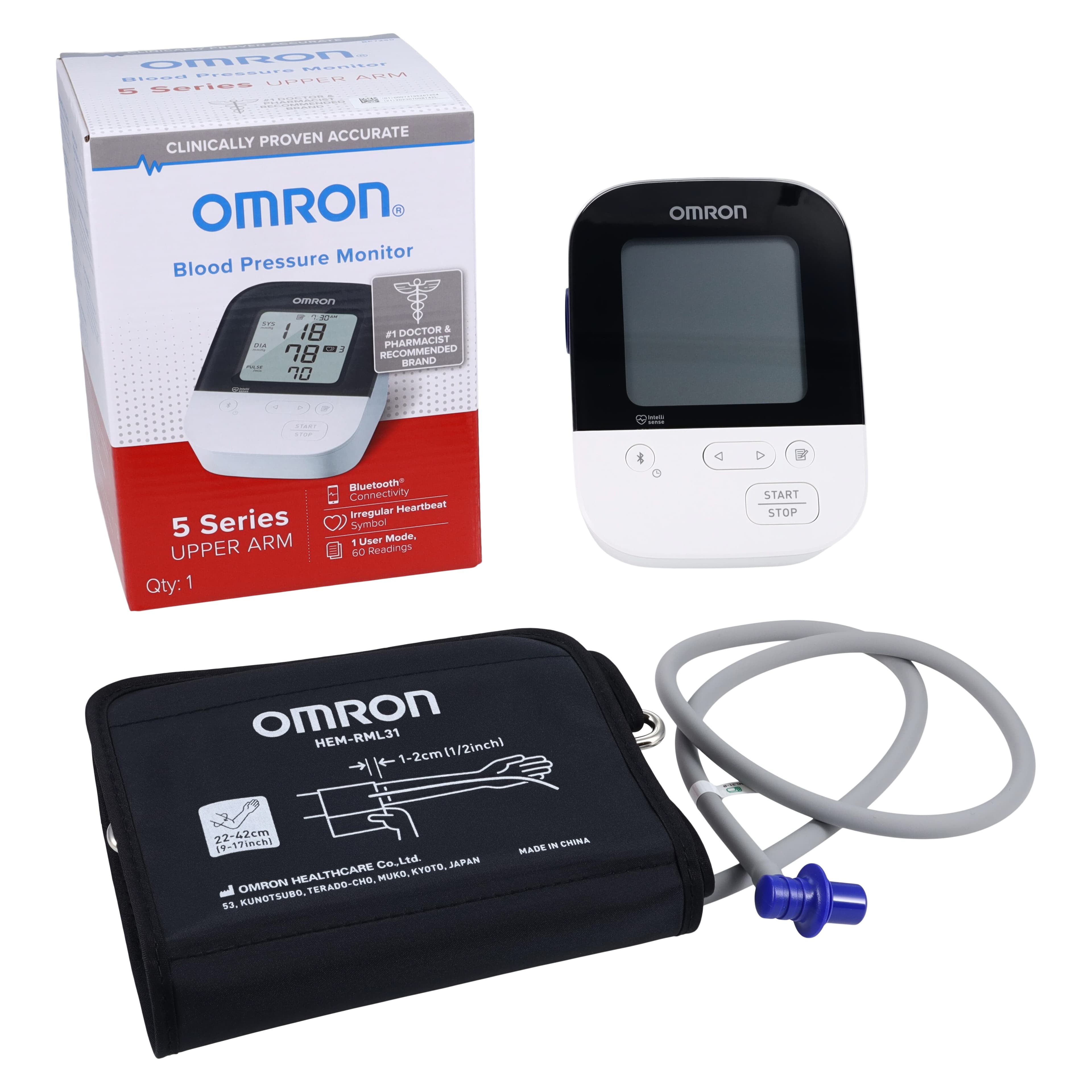 Omron 5 Series Wireless Upper Arm Blood Pressure Monitor, Automatic Inflation, Large Cuff (9"-17"), Model BP7250, #1150426 thumbnail 2