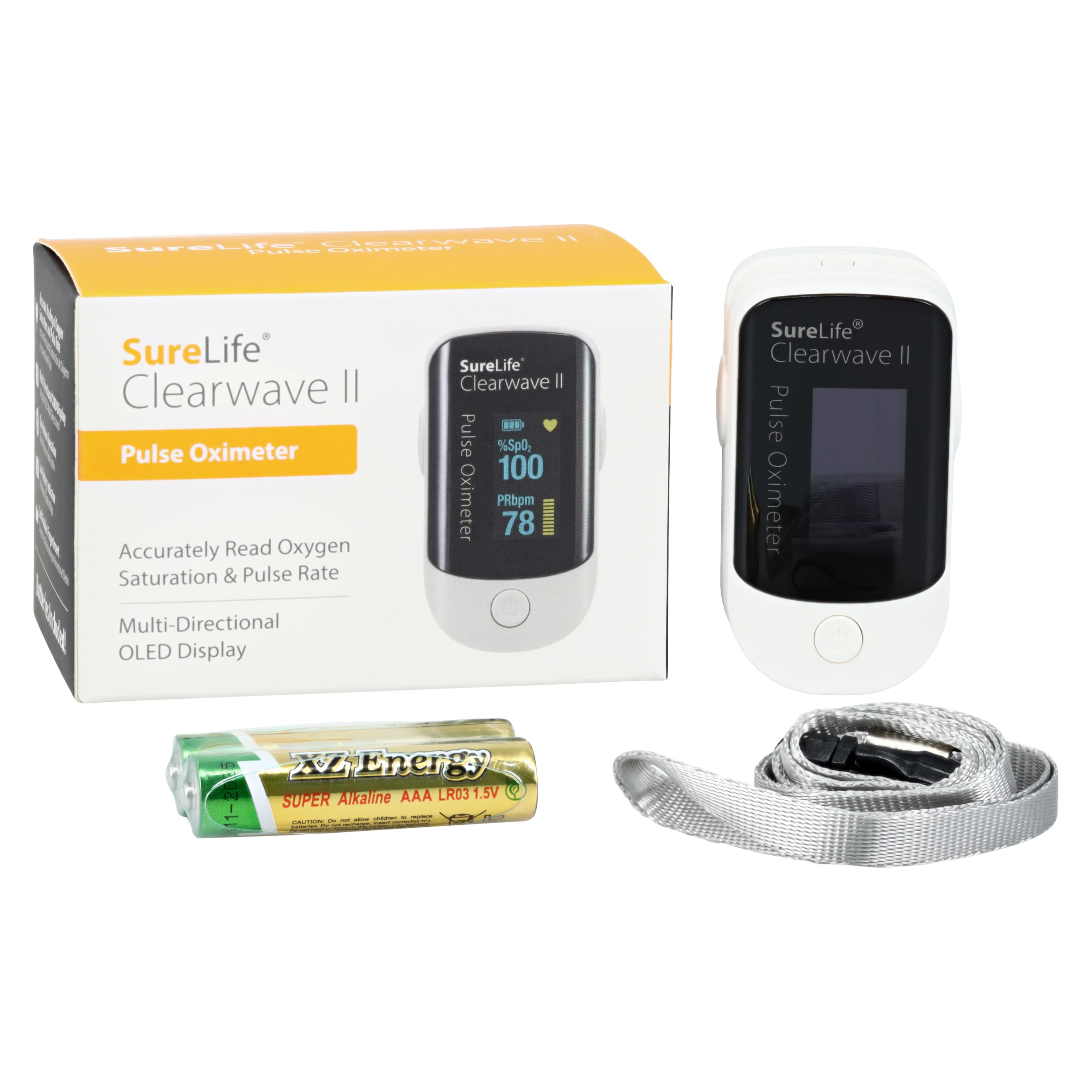 SureLife Clearwave II Pulse Oximeter, 2 AA Battery, Each - Oximeter Pulse Clearwave II - Image 1