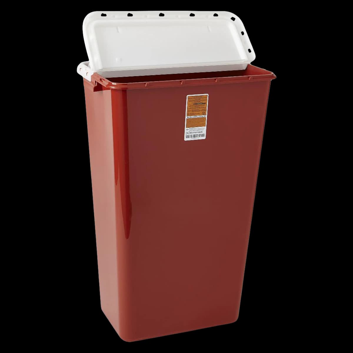 Medline Sharps Container, 18 Gallon, Red, Hinged Locking Lid, 12.5 x 12 x 28", 5/Case - Sharps Cont Hinged Lid - Image 1