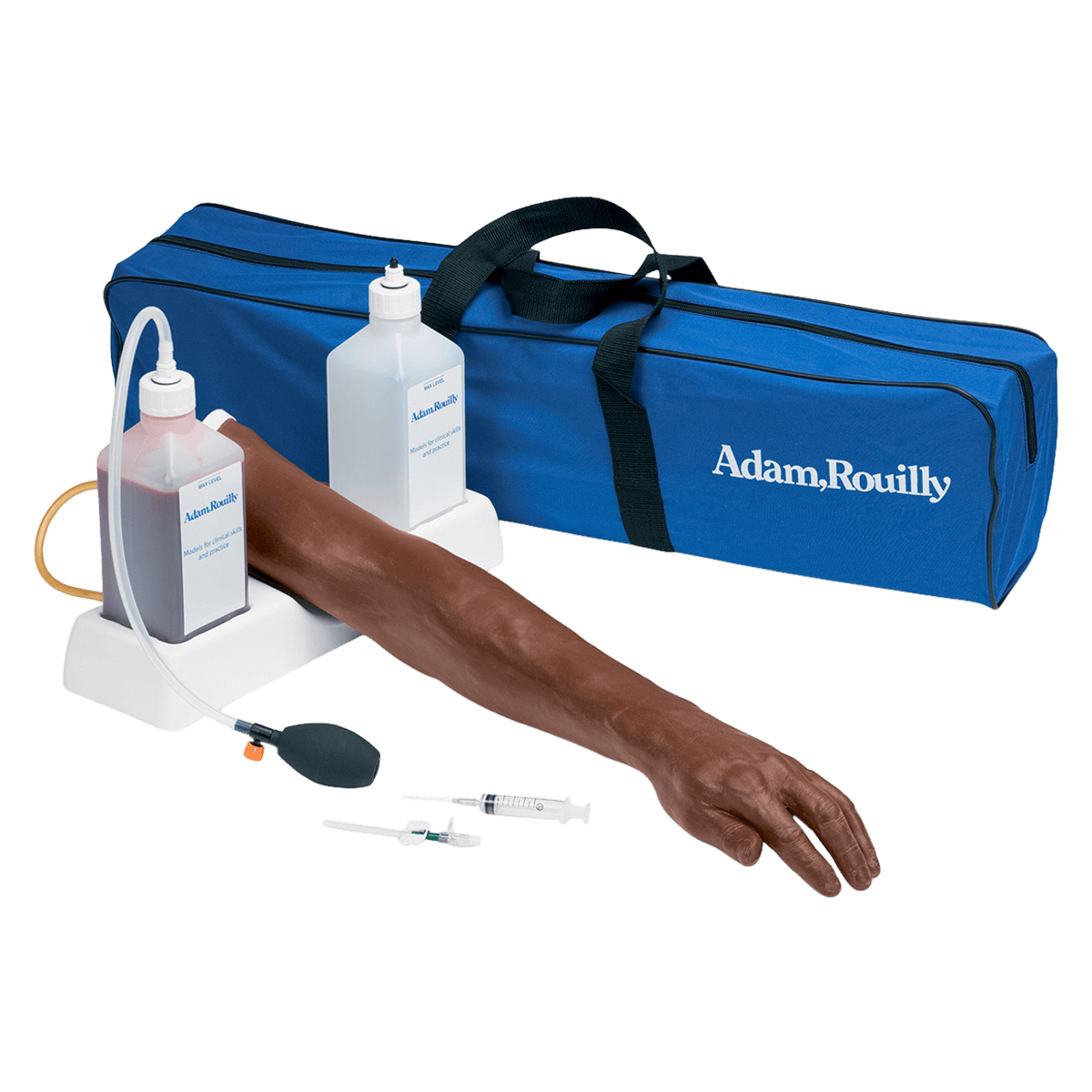 Nasco Healthcare Venipuncture/Injection Training Arm, Dark Skin Tone - Arm Injection Venipuncture Can - Image 1