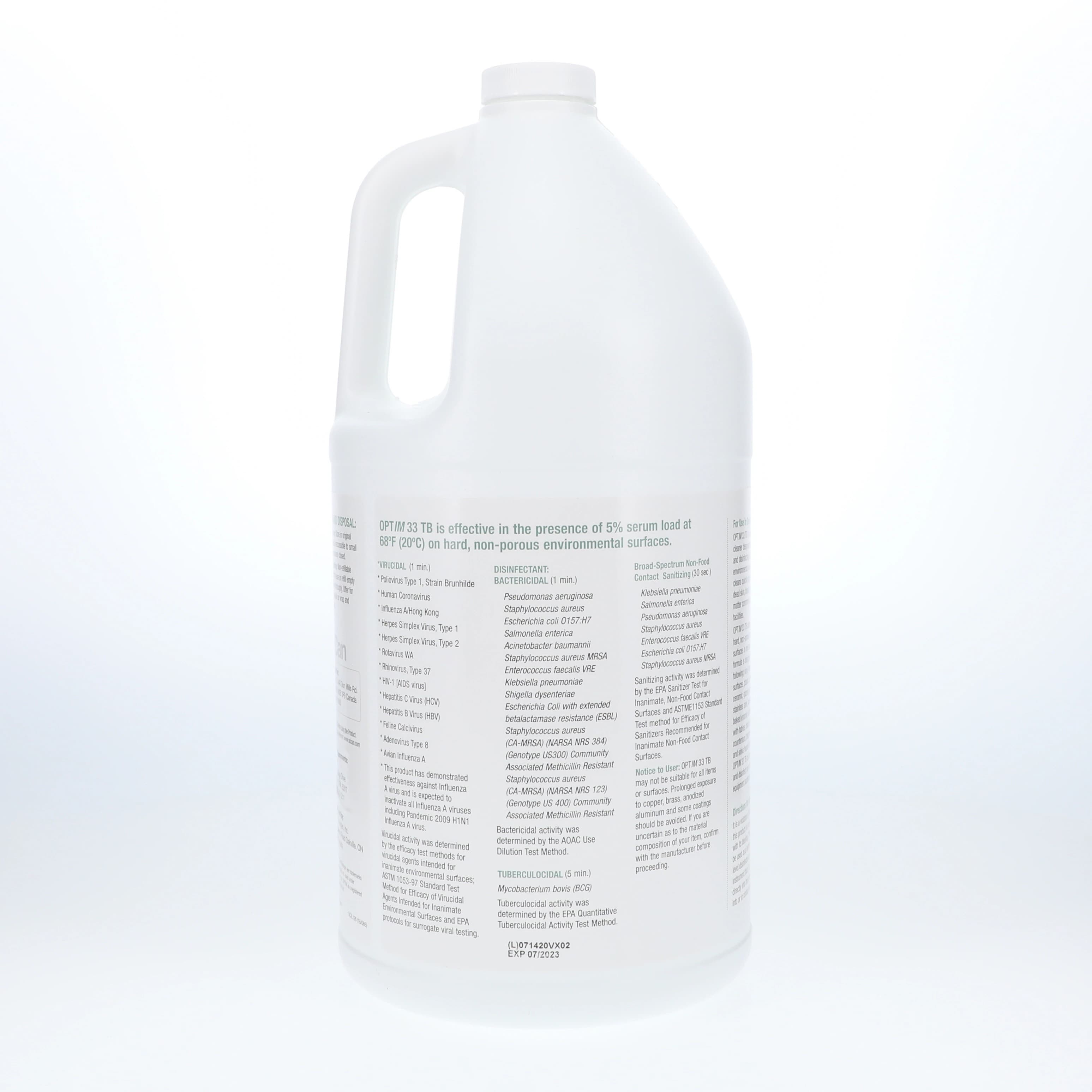 Optim 33TB One-Step Disinfectant Cleaner, 1 Gallon Bottle, OPT33-4X1 thumbnail 3