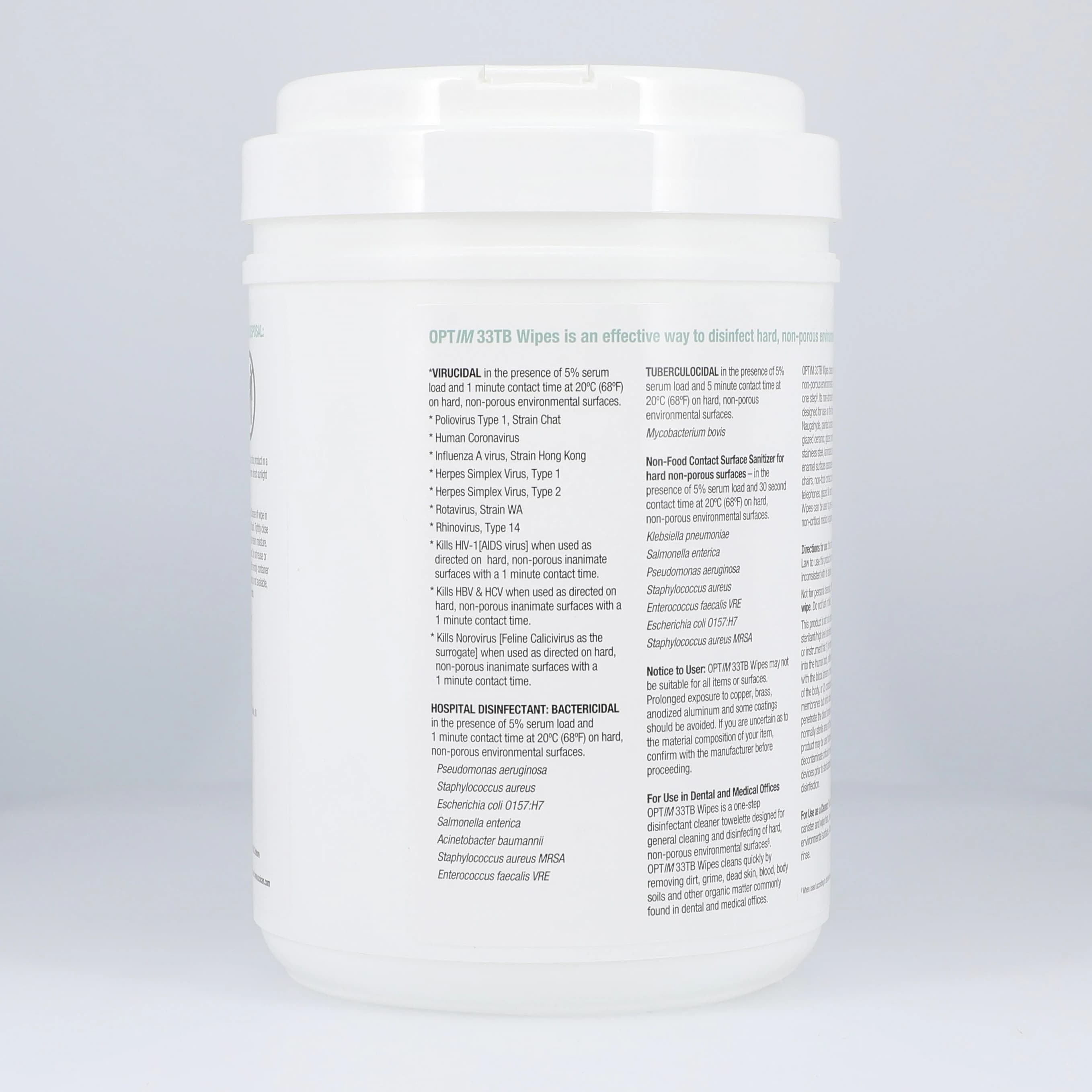 SciCan Optim 33TB Disinfectant Cleaner Wipes, 6" x 7", 160/Canister, OPT33-W12 thumbnail 3