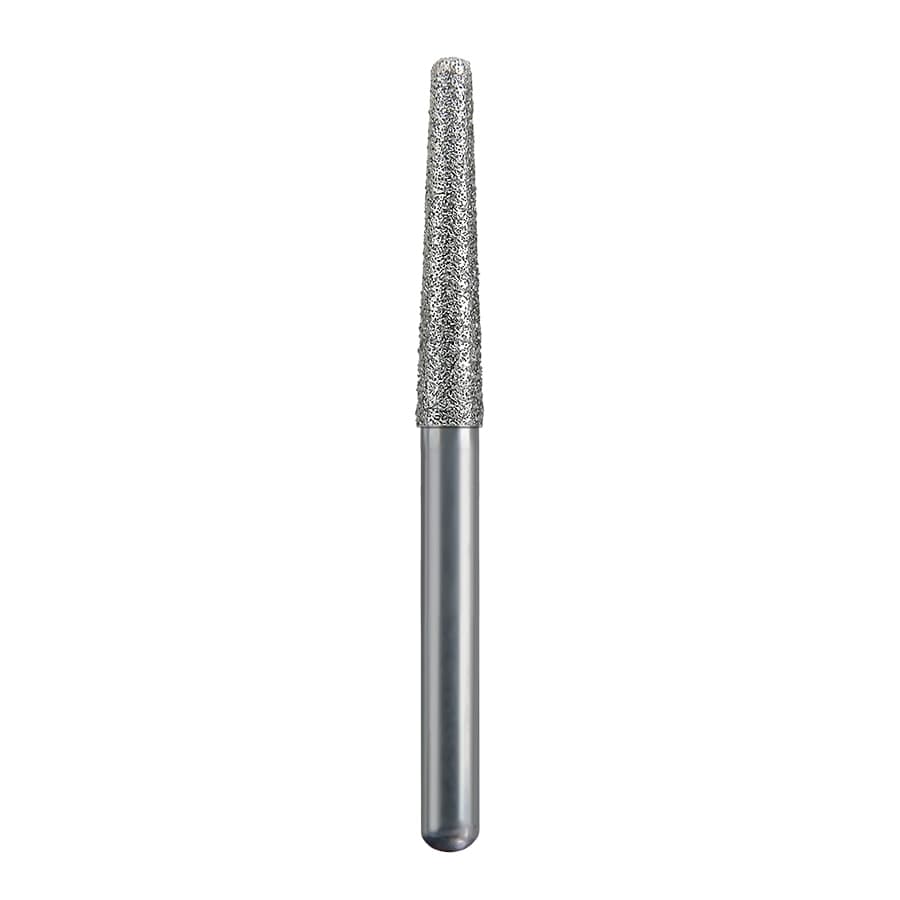 Spring Health Products Round End Taper Diamond Bur, Fine Grit, FG 856-018, Single-Use, 25/Pack, Z773.9F25 - #773.9 Fine Round End Taper Spring Diamond FG 856-018 Single-Use Pack of 25 - Image 1
