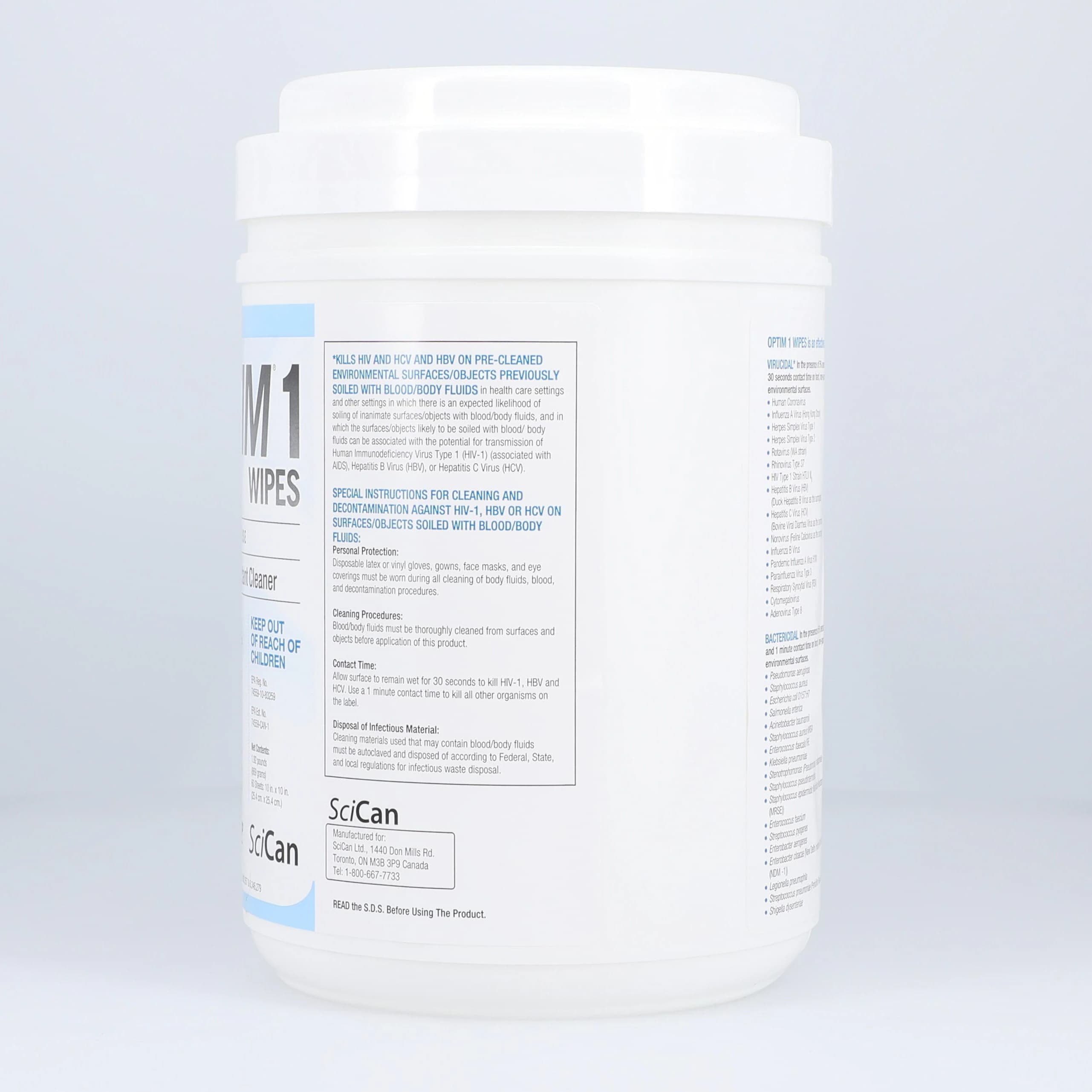 Optim 1 Disinfectant Wipes, X-Large, 10" x 10", 60/Canister, OPT1-W10X10 thumbnail 2