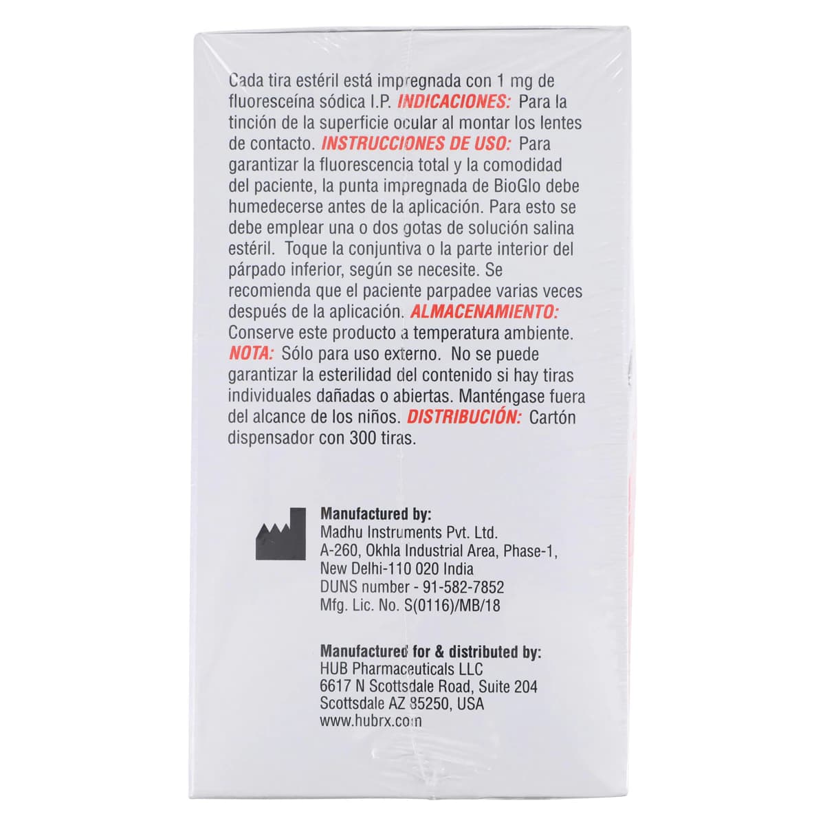 BioGlo Fluorescein Sodium Ophthalmic Strips, 1 mg, 300 Strips/Box thumbnail 3