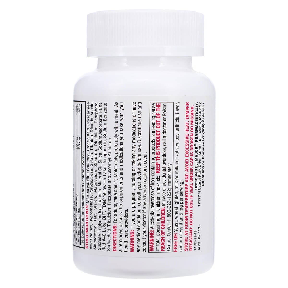 Major Pharmaceuticals Prenatal Tablets, 100/Bottle thumbnail 3