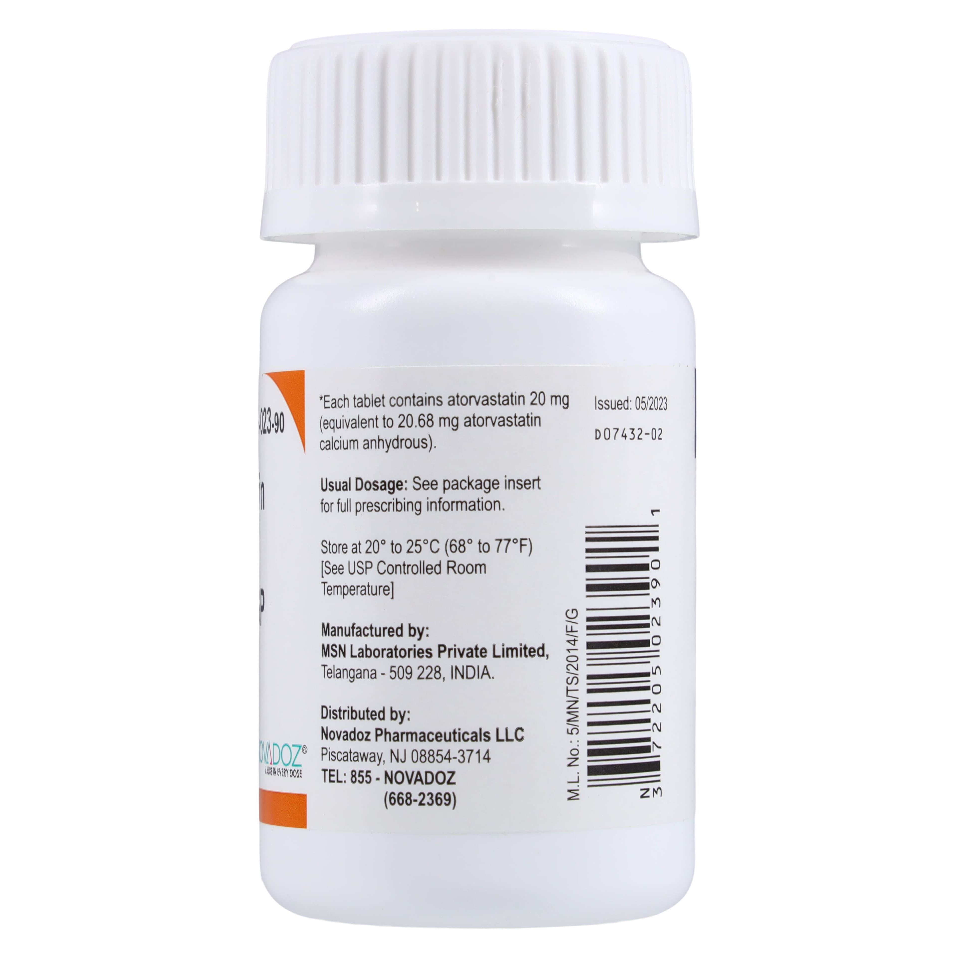 Atorvastatin Calcium Tablets, 20mg, 90/Bottle, Novadoz Pharmaceuticals thumbnail 2