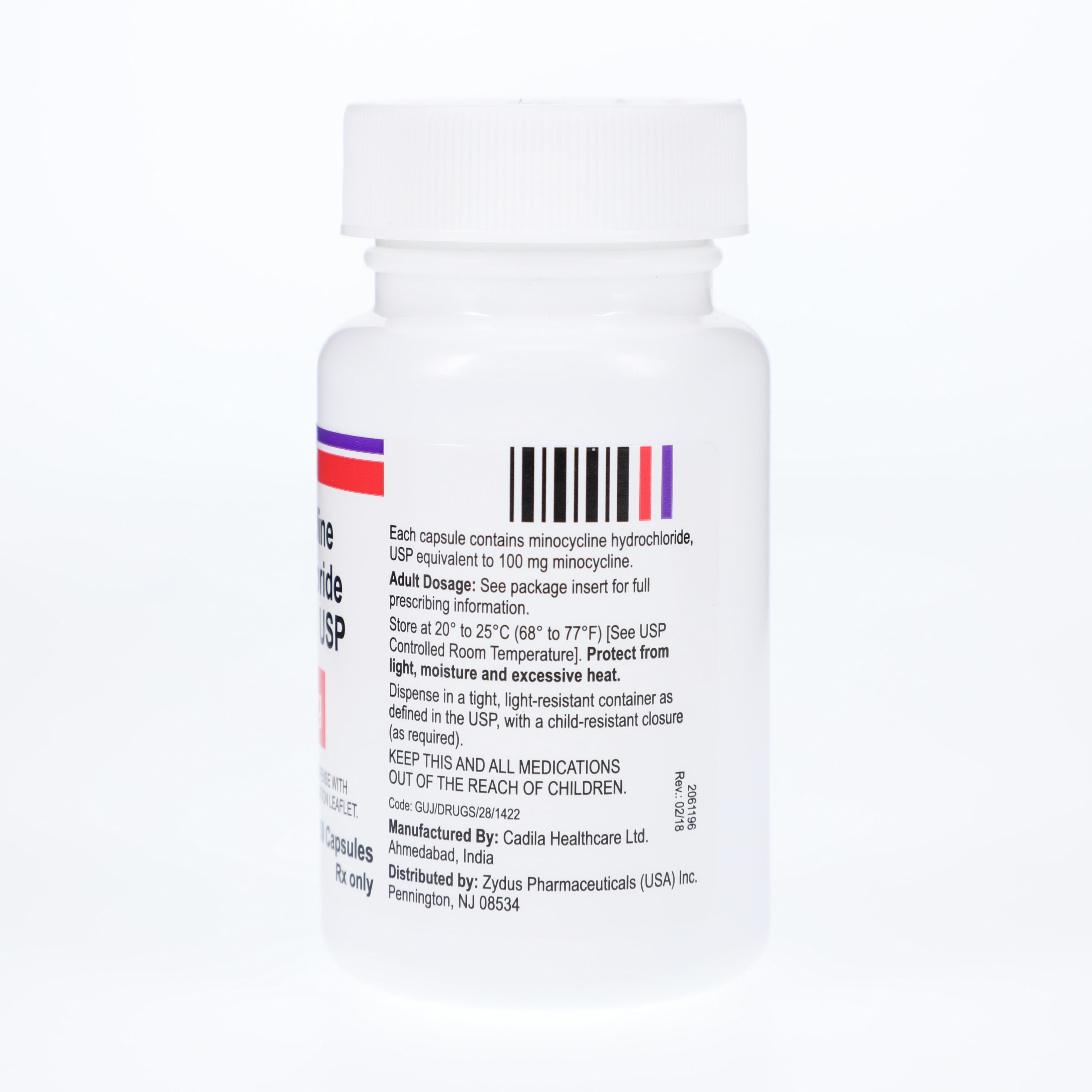 Minocycline HCl Capsules, 100mg, 50/Bottle, Zydus Pharmaceuticals - Minocycline HCl Capsules - Image 1