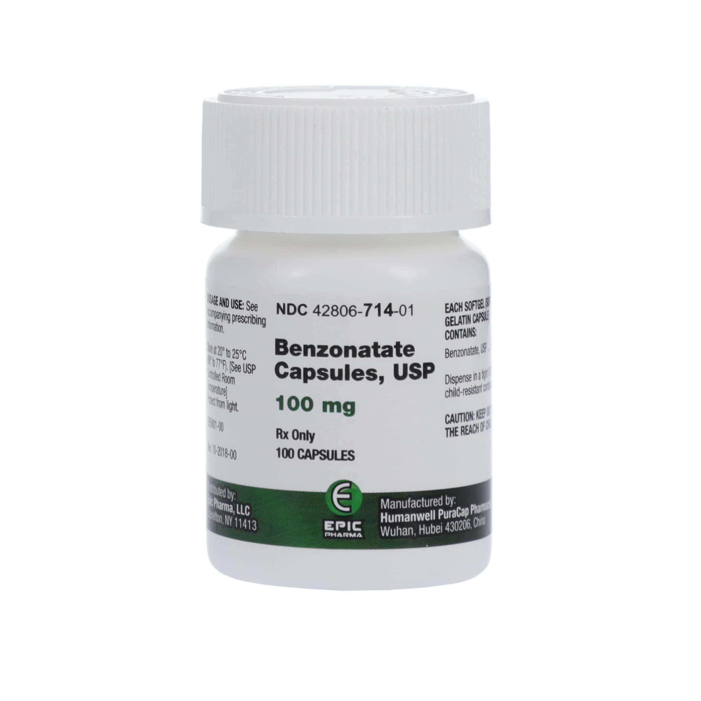 Benzonatate Soft Gels, 100mg, 100/Bottle, Epic Pharma - Benzonatate Soft Gels - Image 1