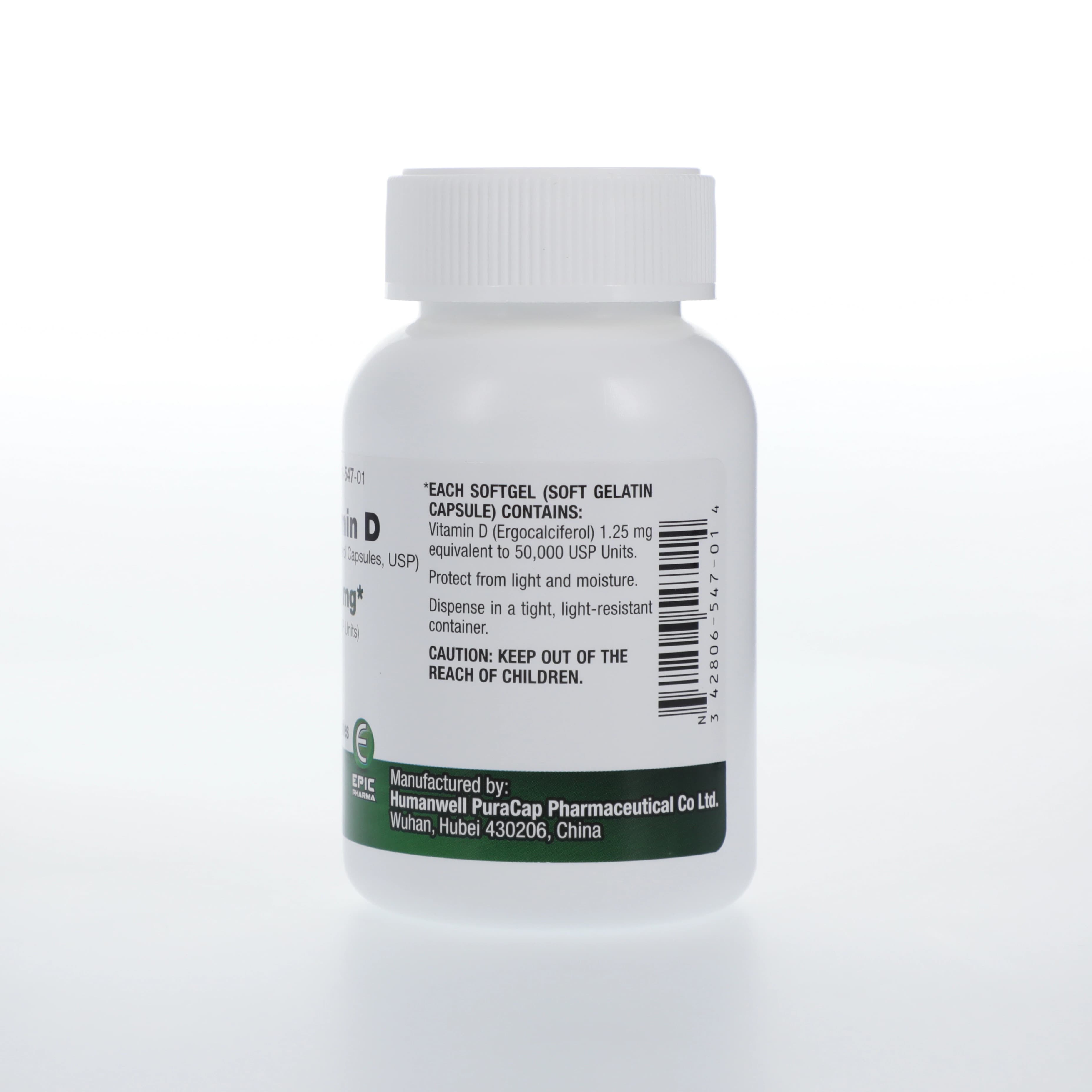 Epic Pharma Vitamin D Capsules, 1.25 mg, 100/Bottle thumbnail 2