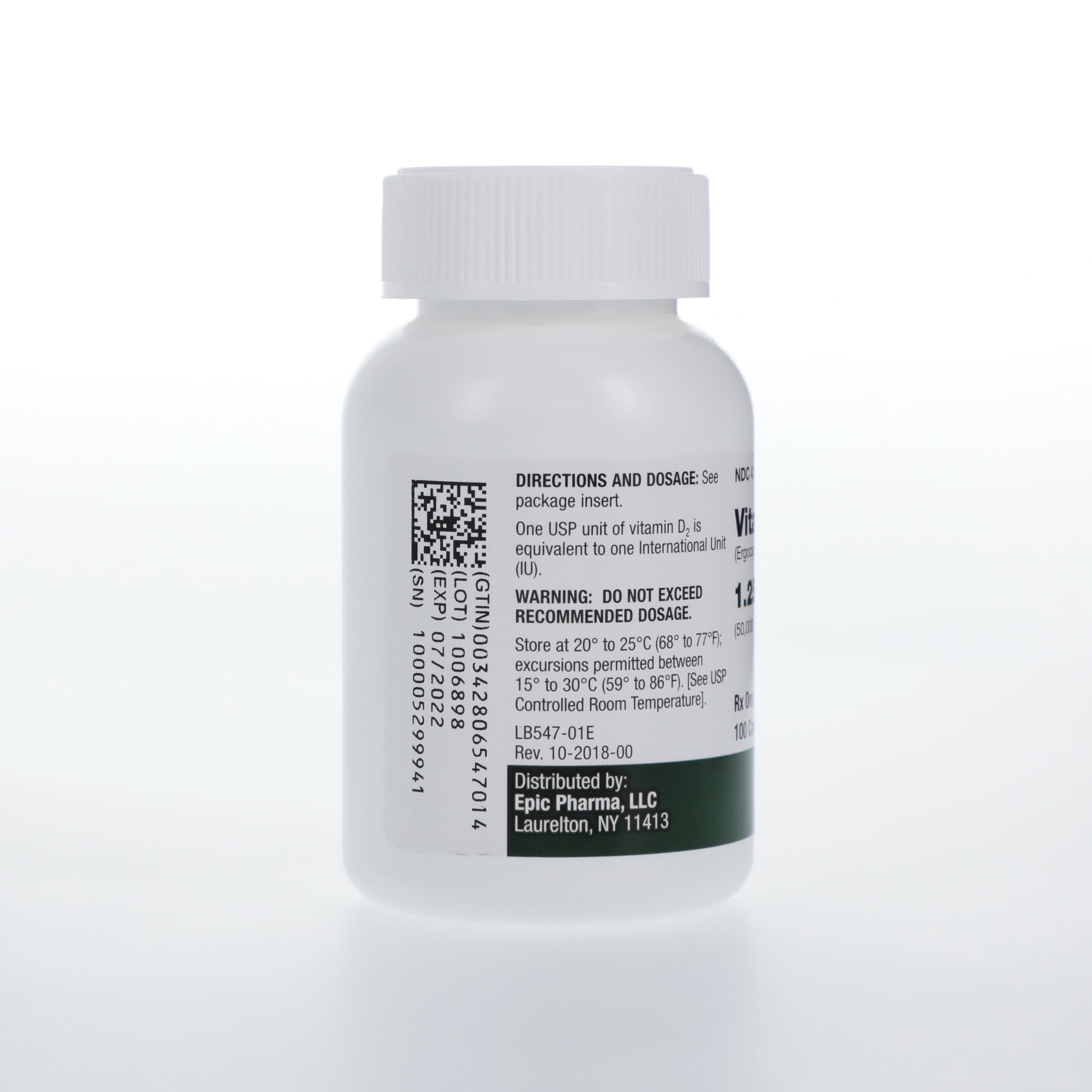Epic Pharma Vitamin D Capsules, 1.25 mg, 100/Bottle thumbnail 3