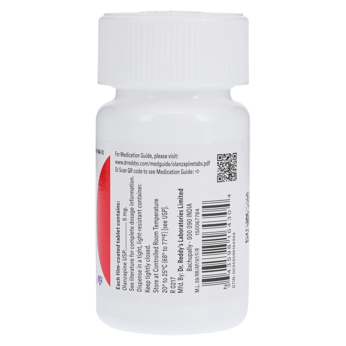 Olanzapine Tablets 5 mg, 30 Count Bottle, Dr. Reddy's Laboratories thumbnail 2