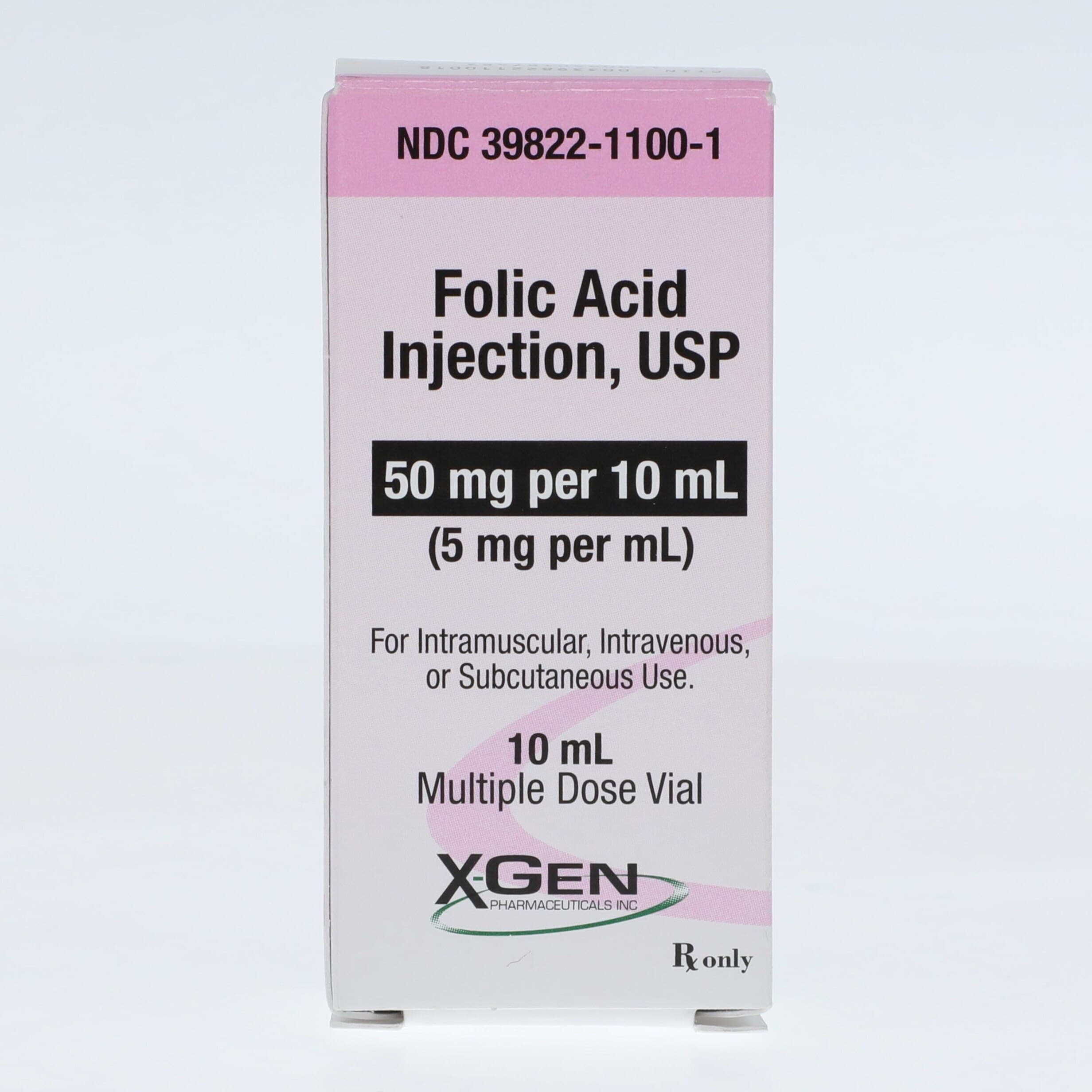 Folic Acid Injection 5 mg/mL, 10 mL Multi-Dose Vial (X-Gen Pharmaceuticals) thumbnail 4