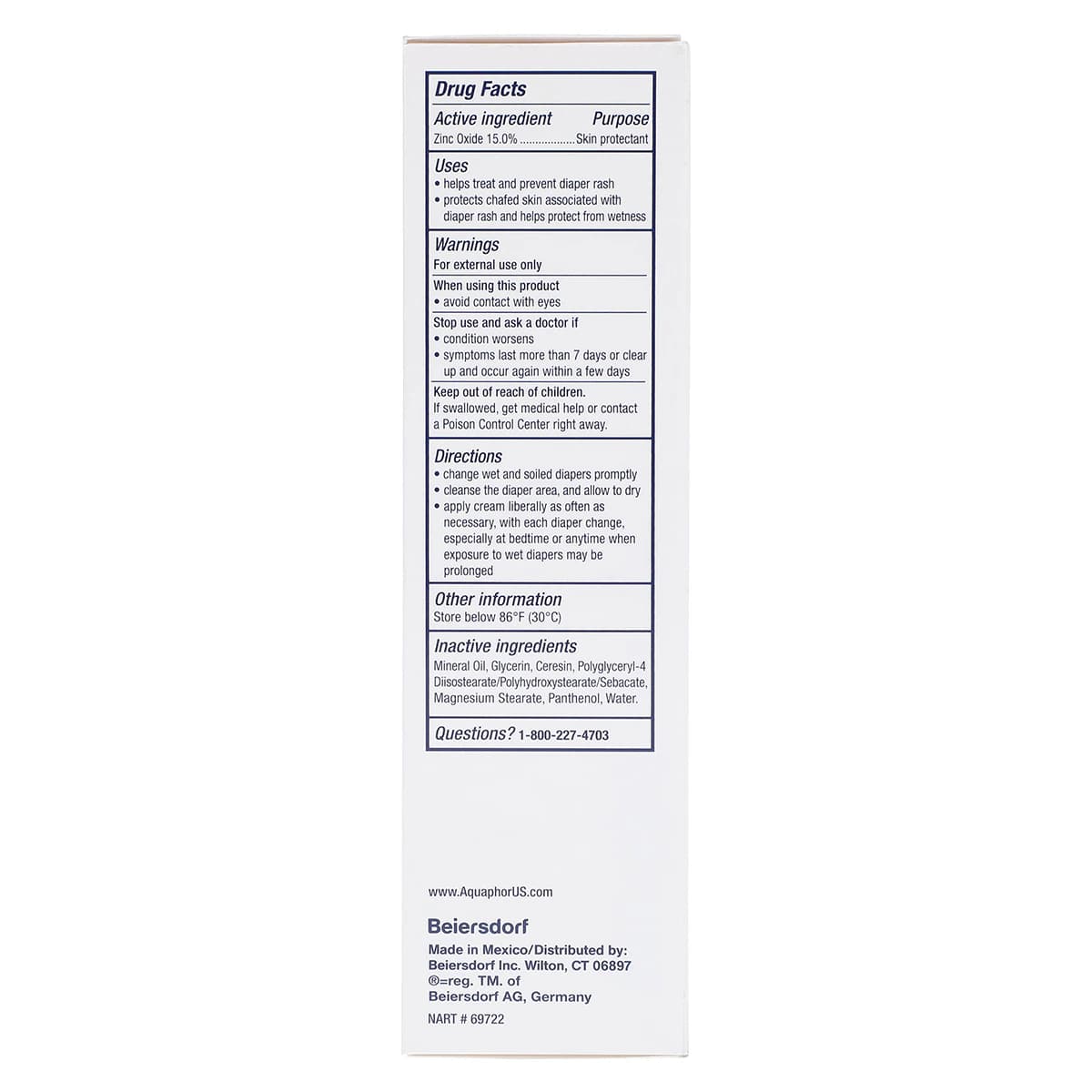 Aquaphor Baby Diaper Rash Cream, Zinc Oxide 15%, Fragrance Free, 3.5 oz Tube thumbnail 8