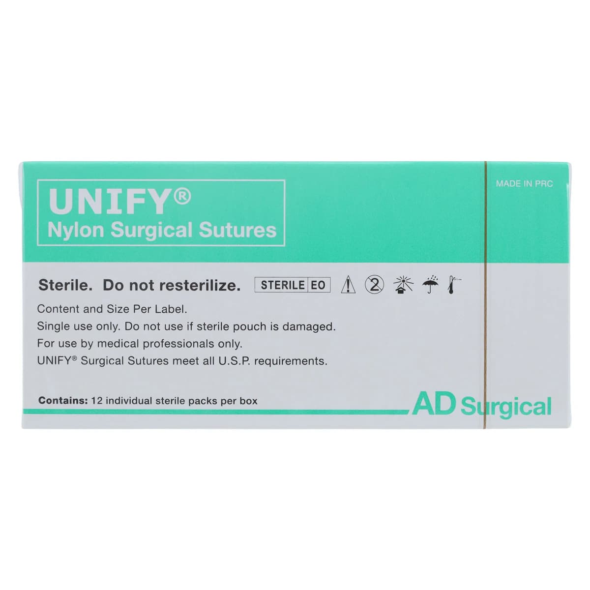 Unify Nylon Monofilament Suture, 4-0, 18", FS-3 Reverse Cutting 3/8 Circle Needle 16mm, Black, 12/Box thumbnail 3